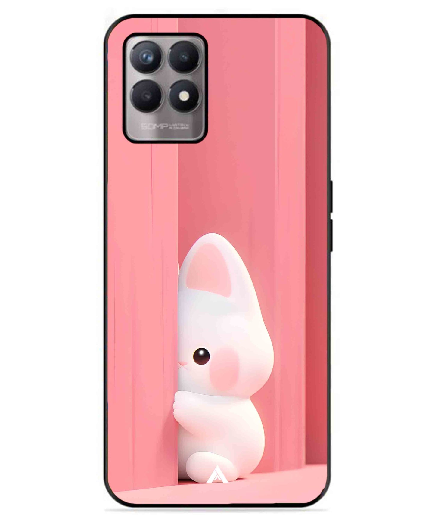 Pink Bunny Metal Back Cover Phone Case for Realme 8 4G