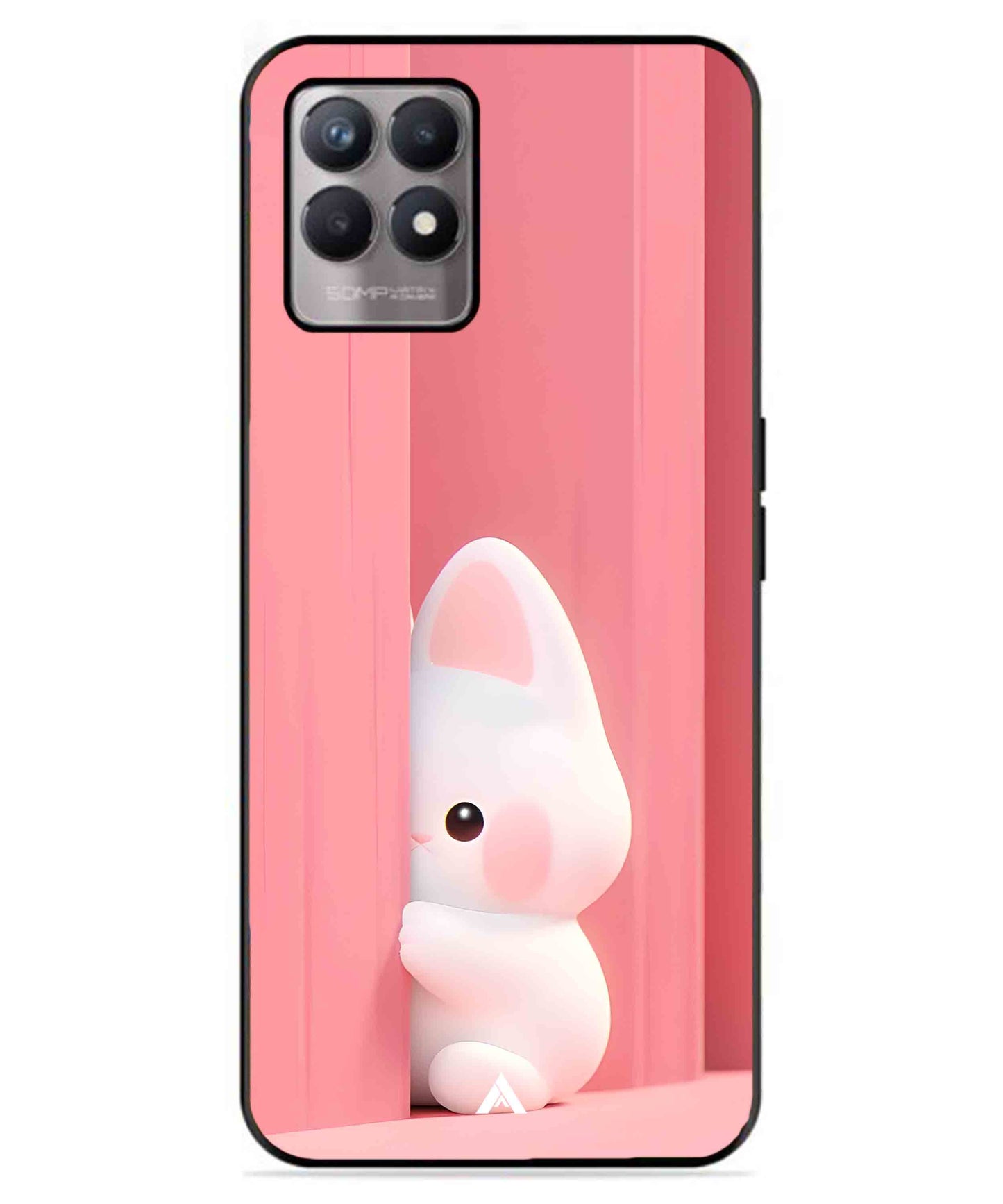 Pink Bunny Metal Back Cover Phone Case for Realme 8i