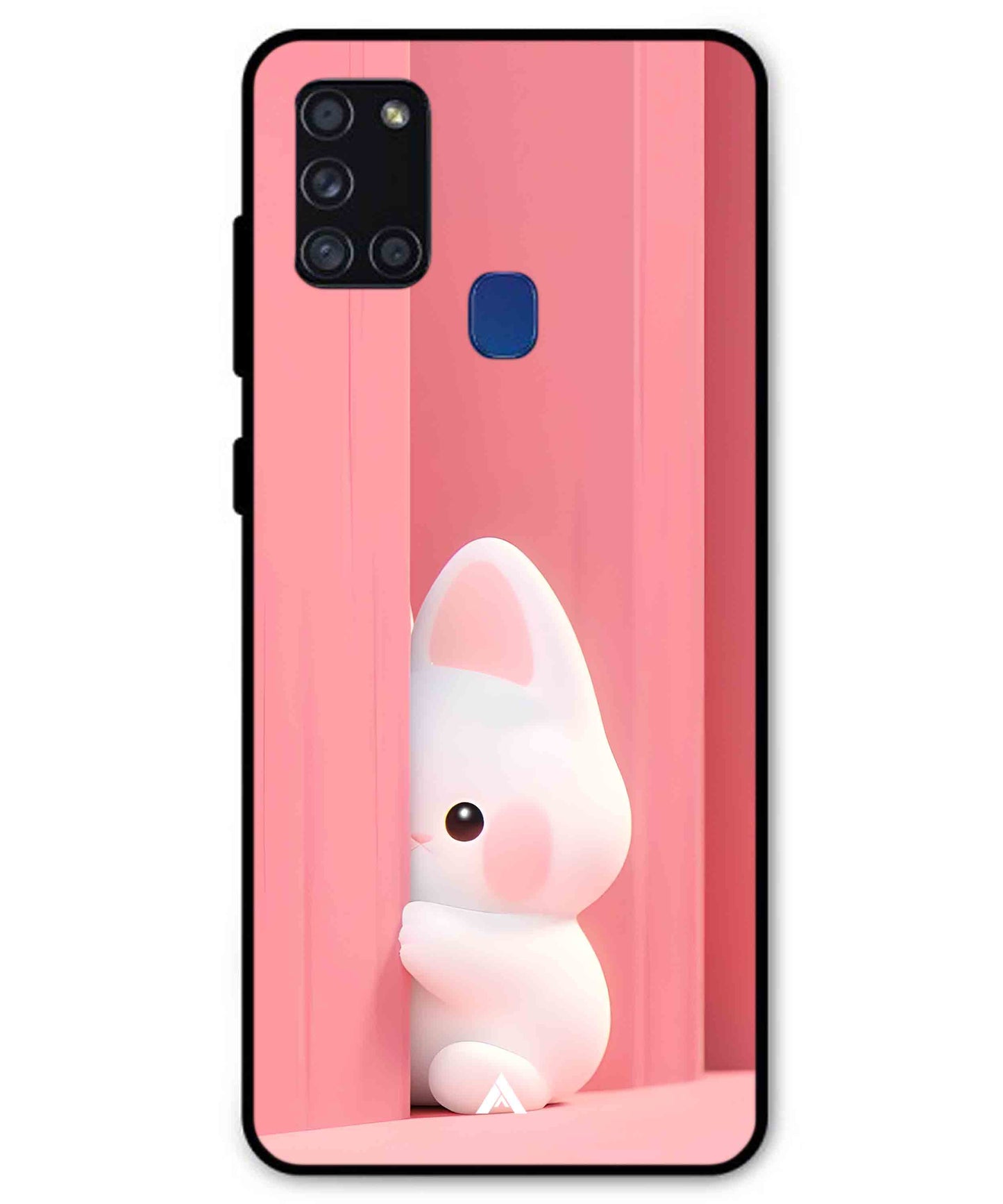 Pink Bunny Metal Back Cover Phone Case for Samsung Galaxy A21s