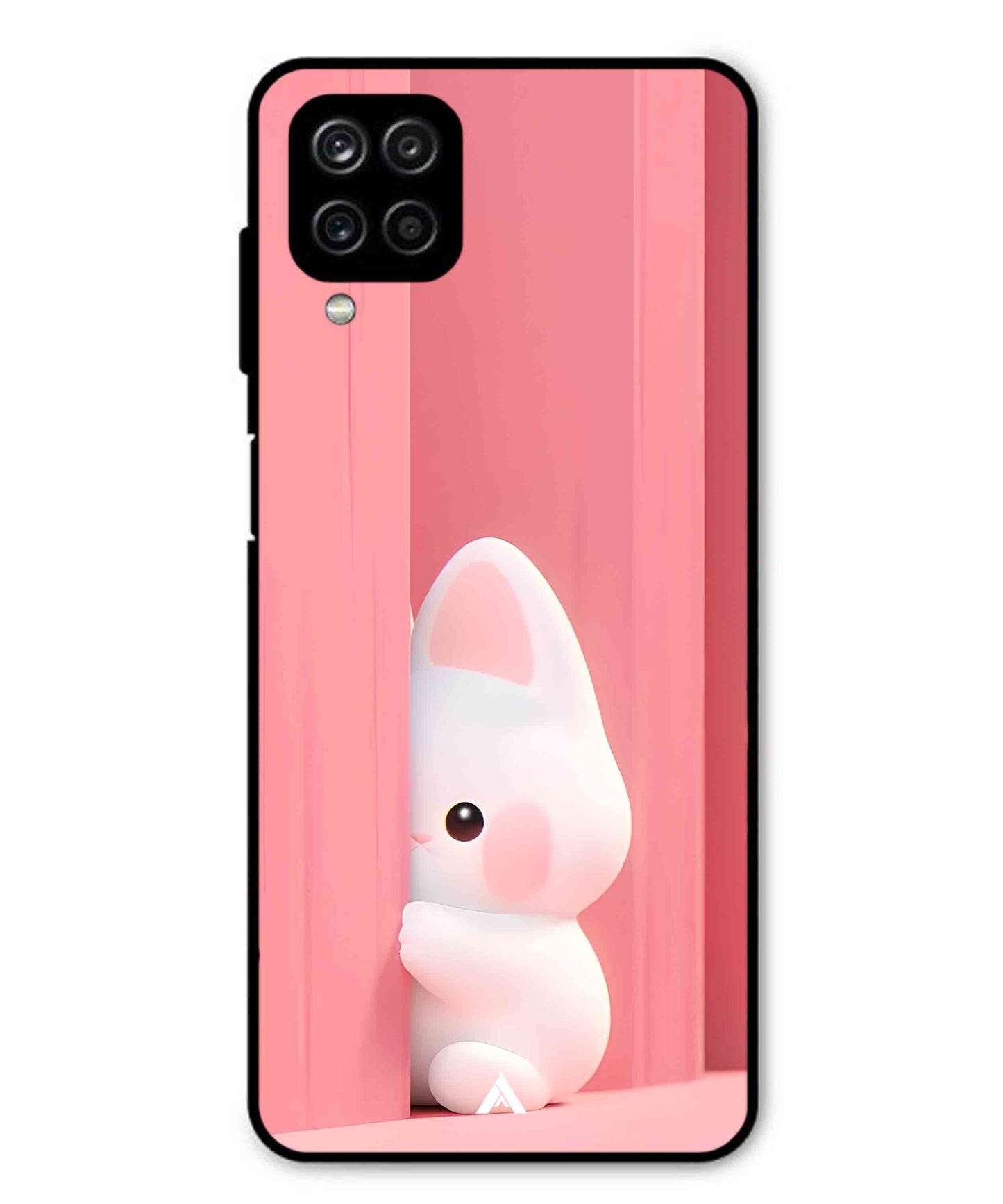 Pink Bunny Metal Back Cover Phone Case for Samsung Galaxy F12