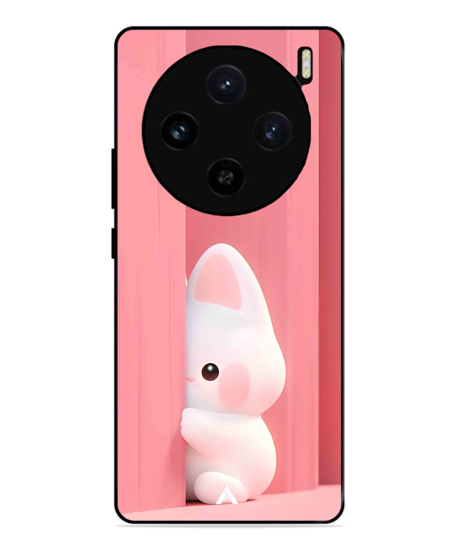 Pink Bunny Metal Back Cover Phone Case for Vivo X100 Pro