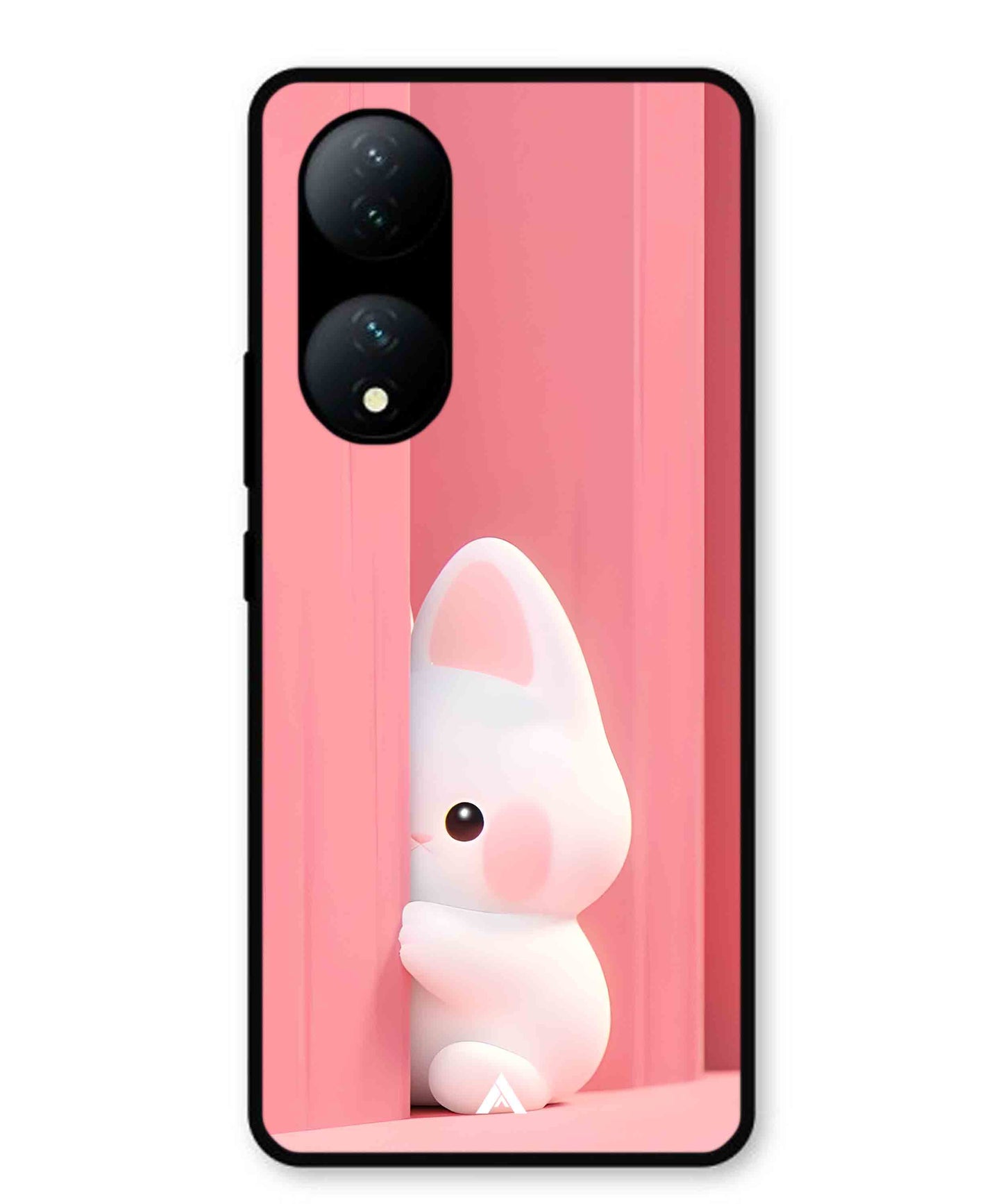 Pink Bunny Metal Back Cover Phone Case for Vivo Y100a