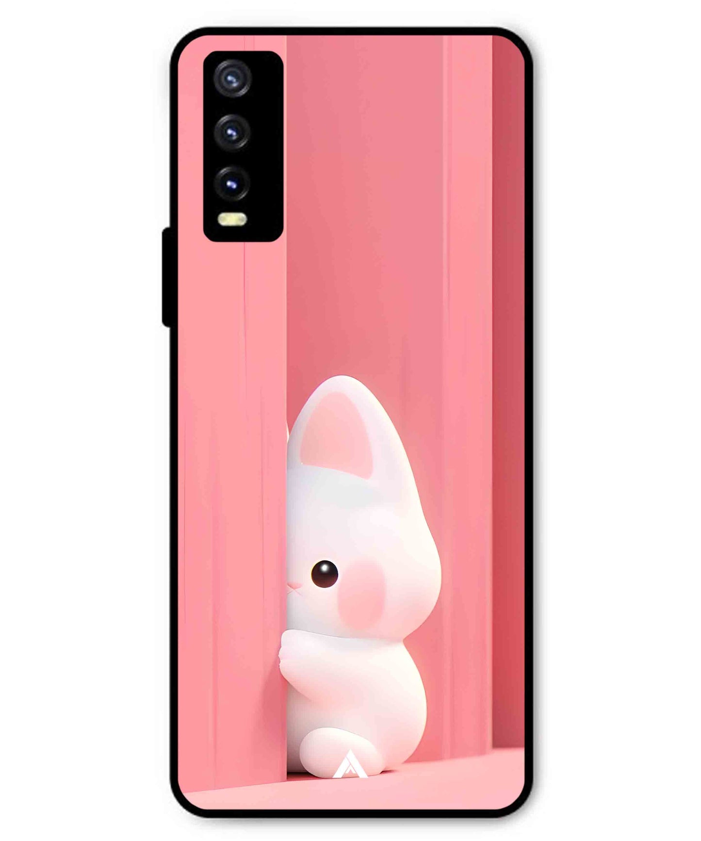 Pink Bunny Metal Back Cover Phone Case for Vivo Y20a