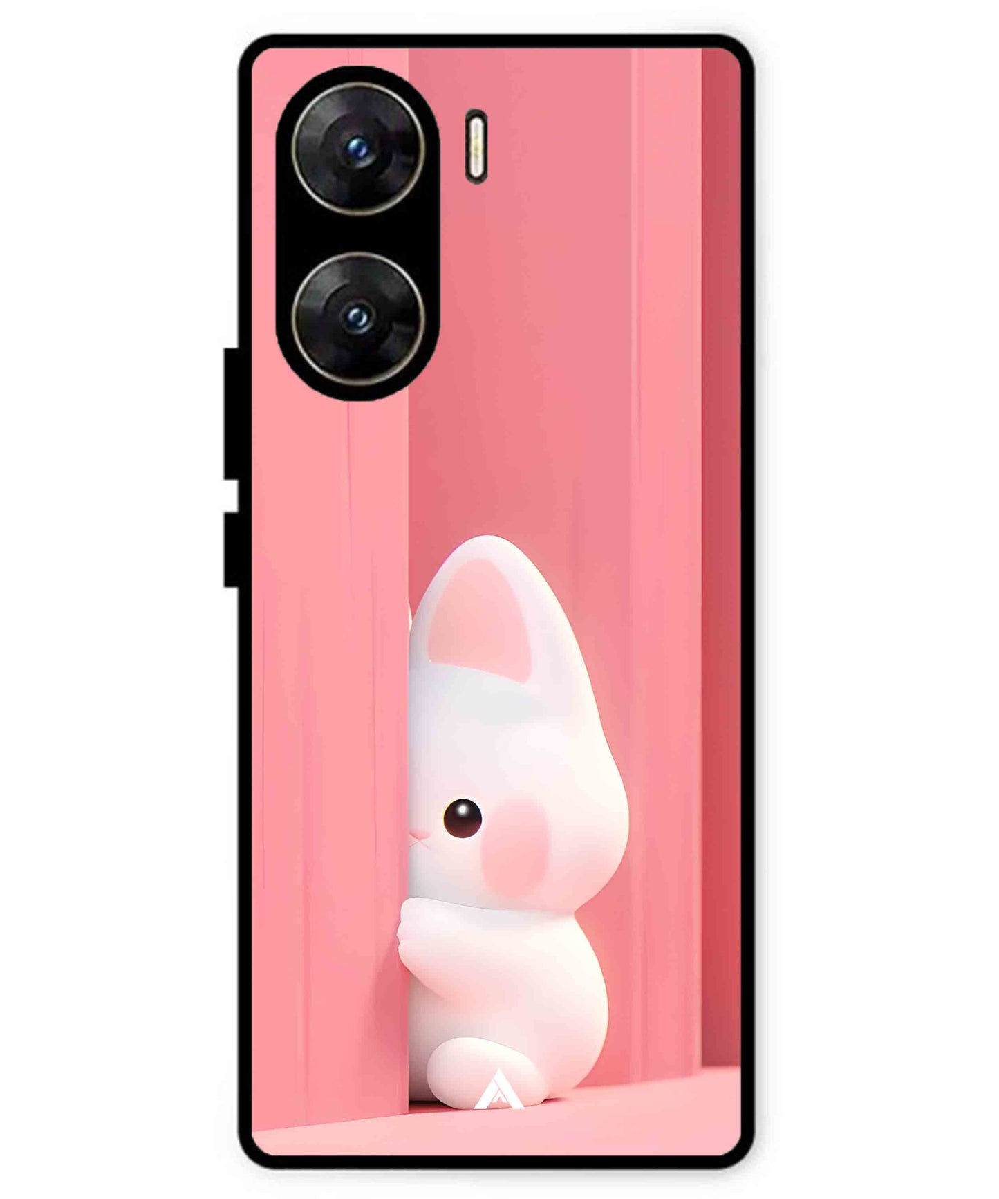 Pink Bunny Metal Back Cover Phone Case for Vivo v29e