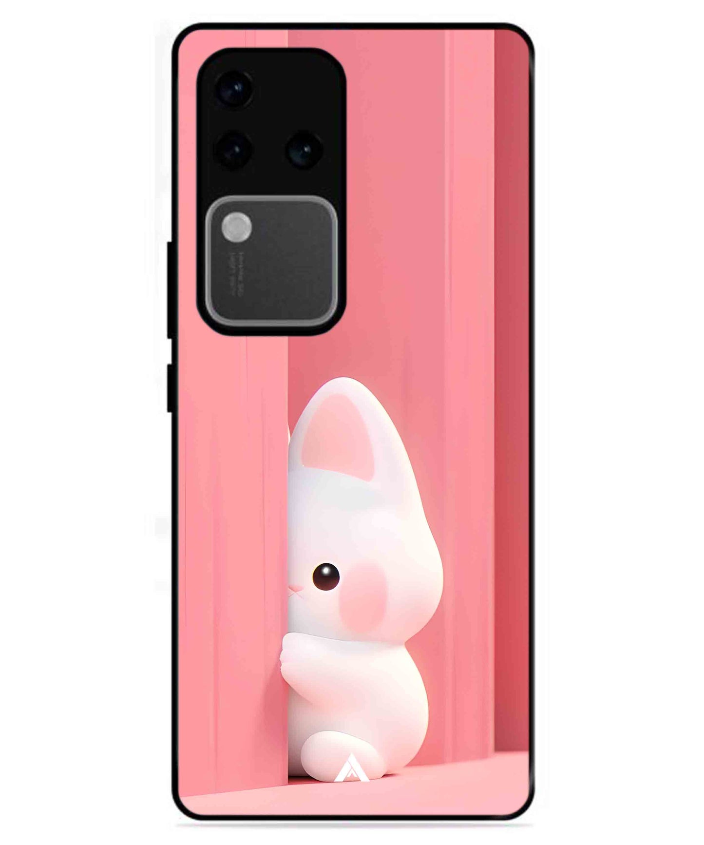 Pink Bunny Metal Back Cover Phone Case for Vivo v30 Pro