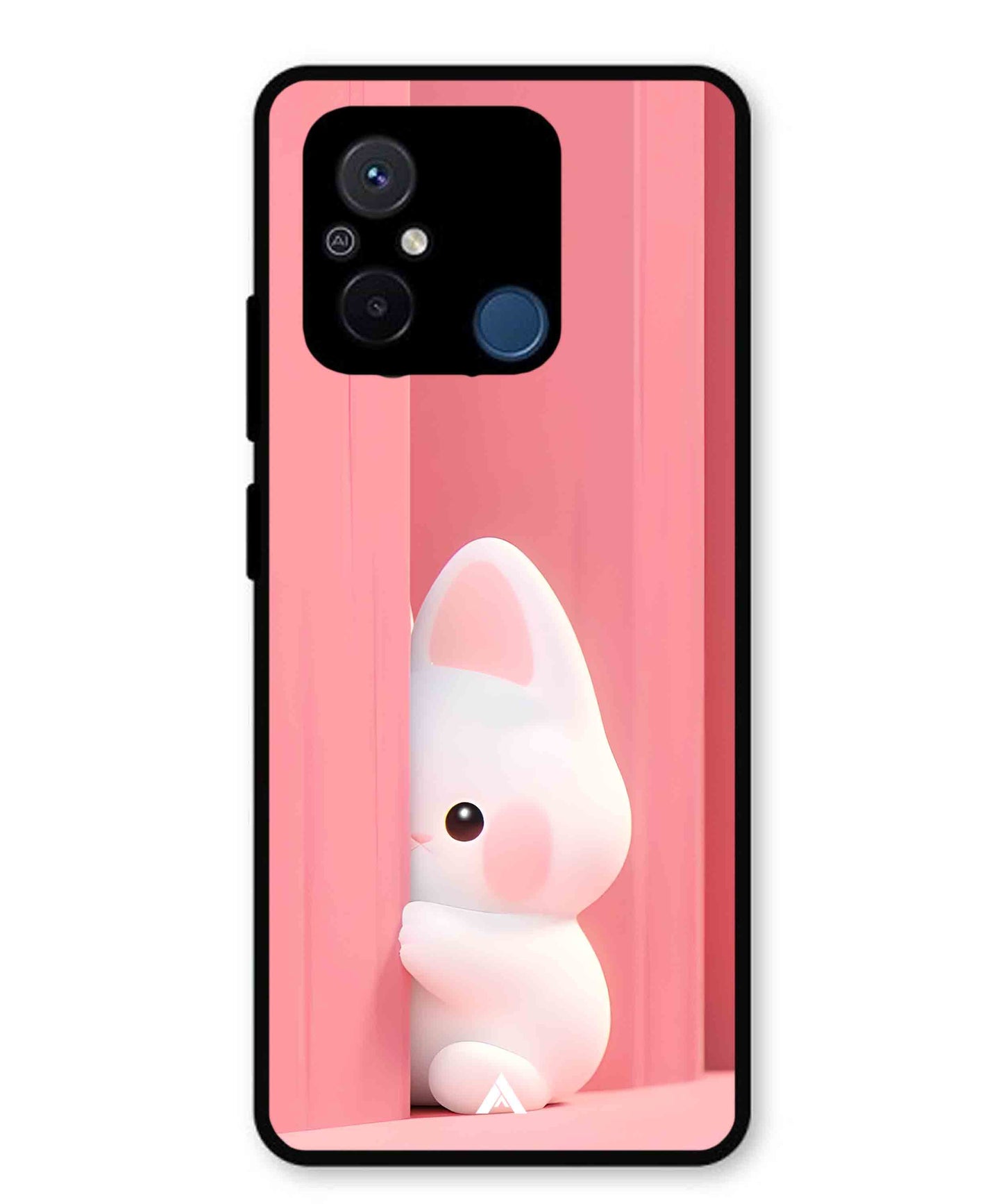 Pink Bunny Metal Back Cover Phone Case for Xiaomi Redmi 12C