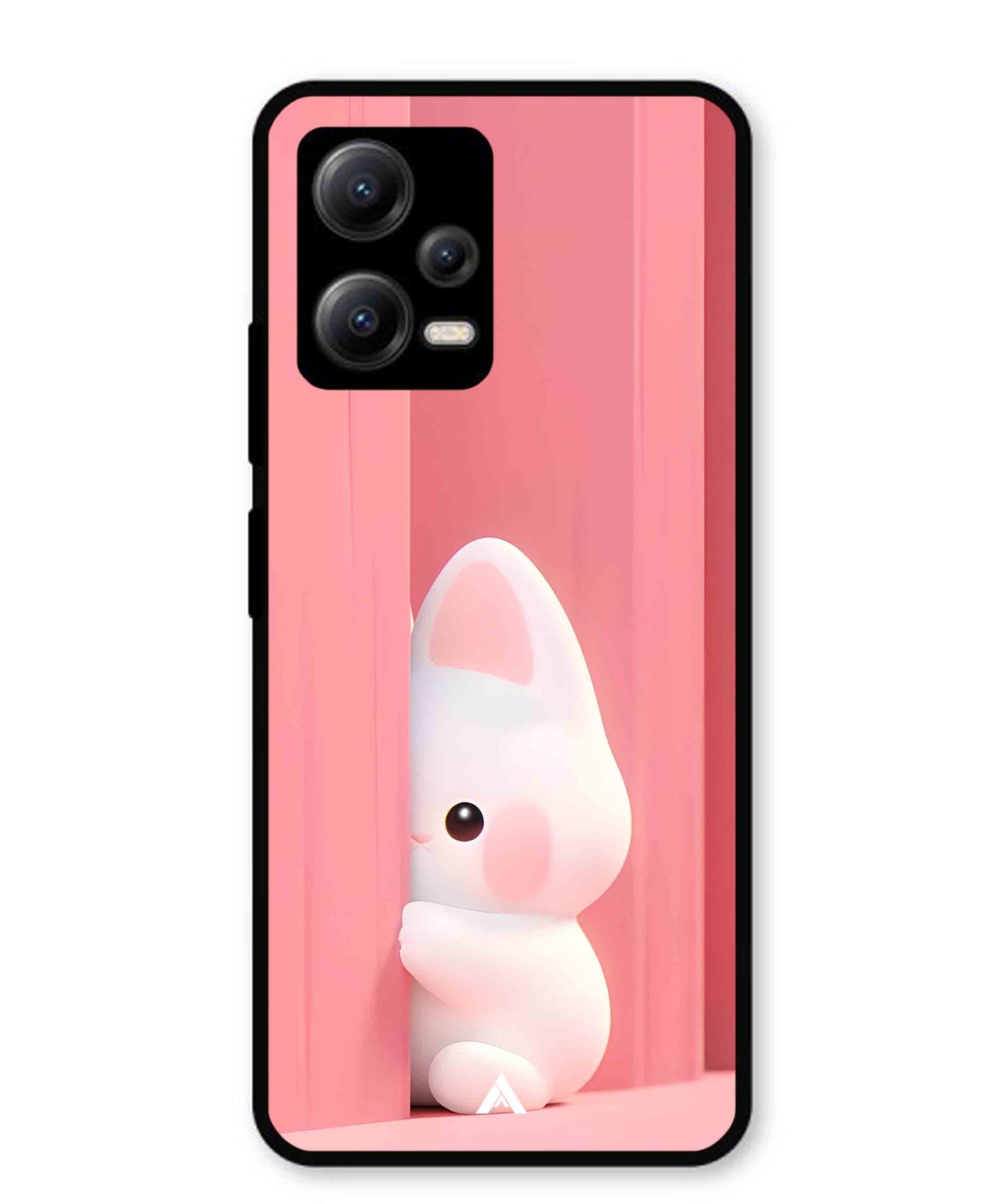 Pink Bunny Metal Back Cover Phone Case for Xiaomi Redmi Note 12 5G