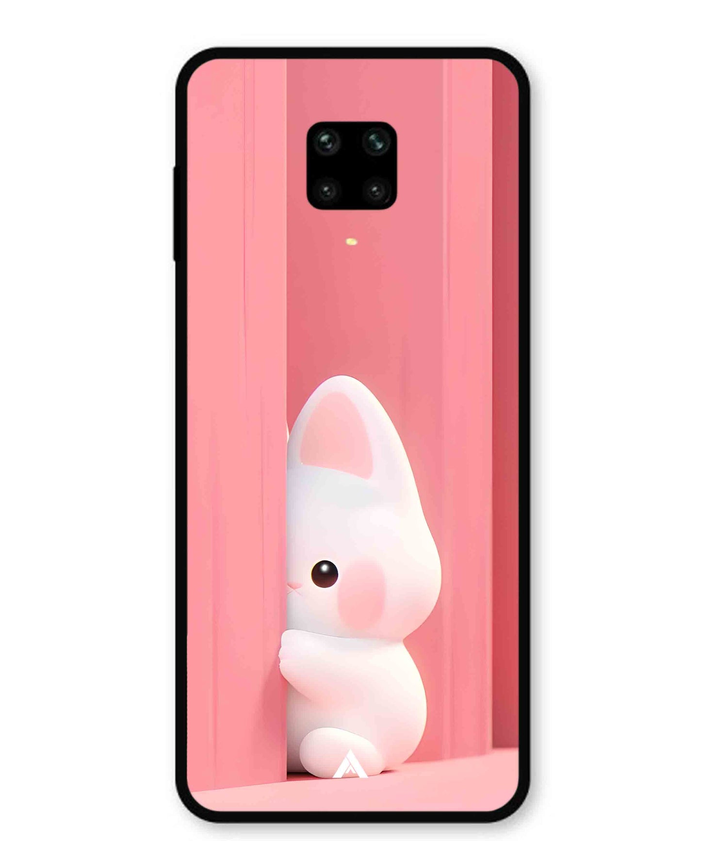 Pink Bunny Metal Back Cover Phone Case for Xiaomi Redmi Note 9 Pro