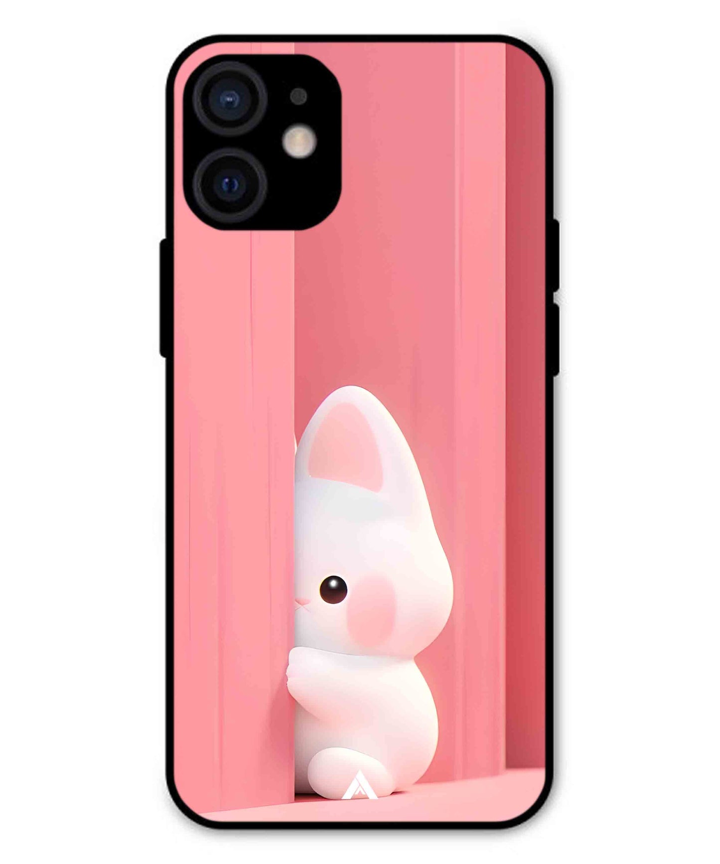 Pink Bunny Metal Back Cover Phone Case for iPhone 13 Mini