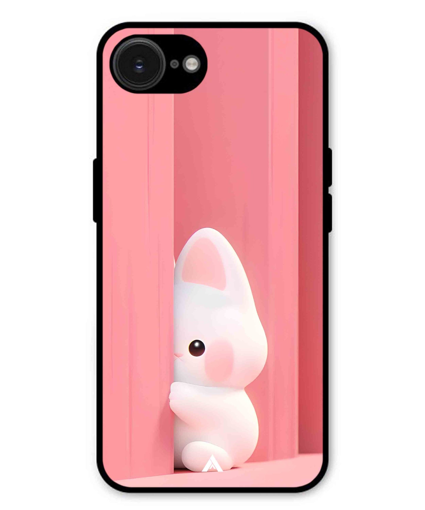Pink Bunny Metal Back Cover Phone Case for iPhone 16e