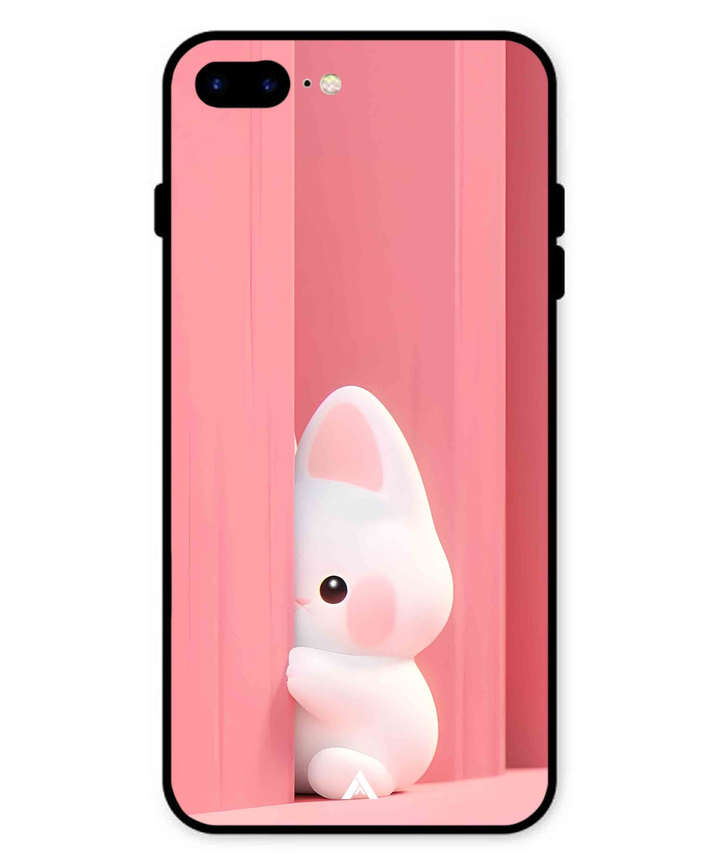 Pink Bunny Metal Back Cover Phone Case for iPhone 8 Plus