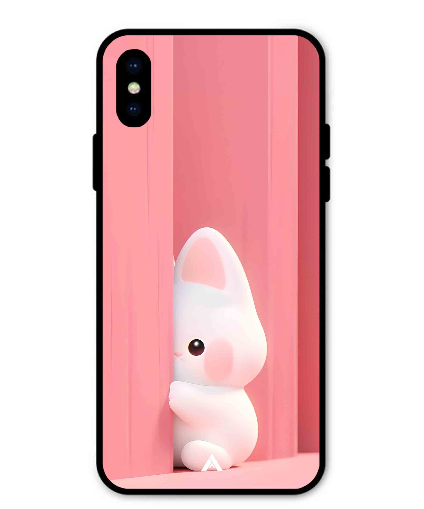 Pink Bunny Metal Back Cover Phone Case for iPhone X
