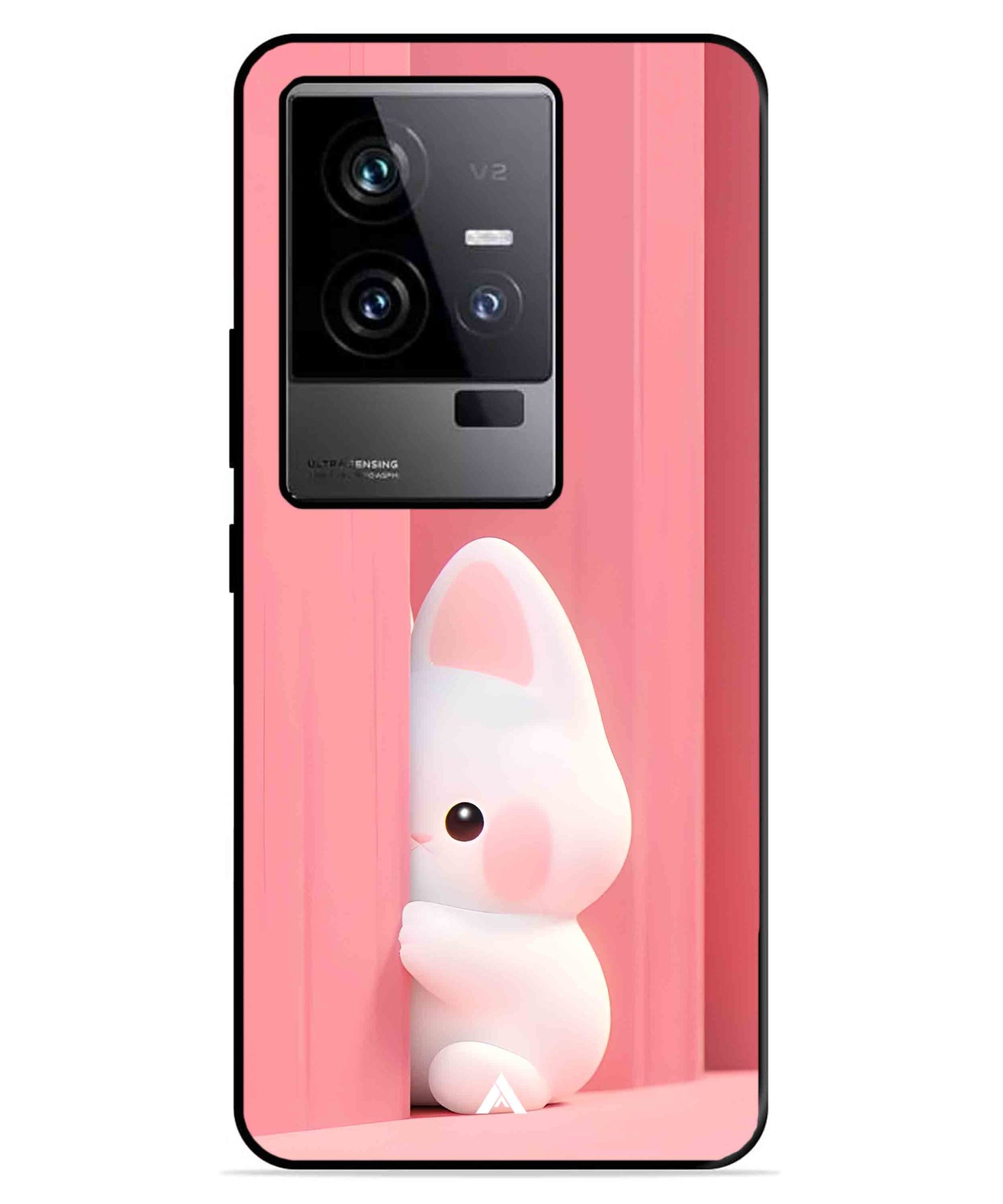 Pink Bunny Metal Back Cover Phone Case for iQOO 11
