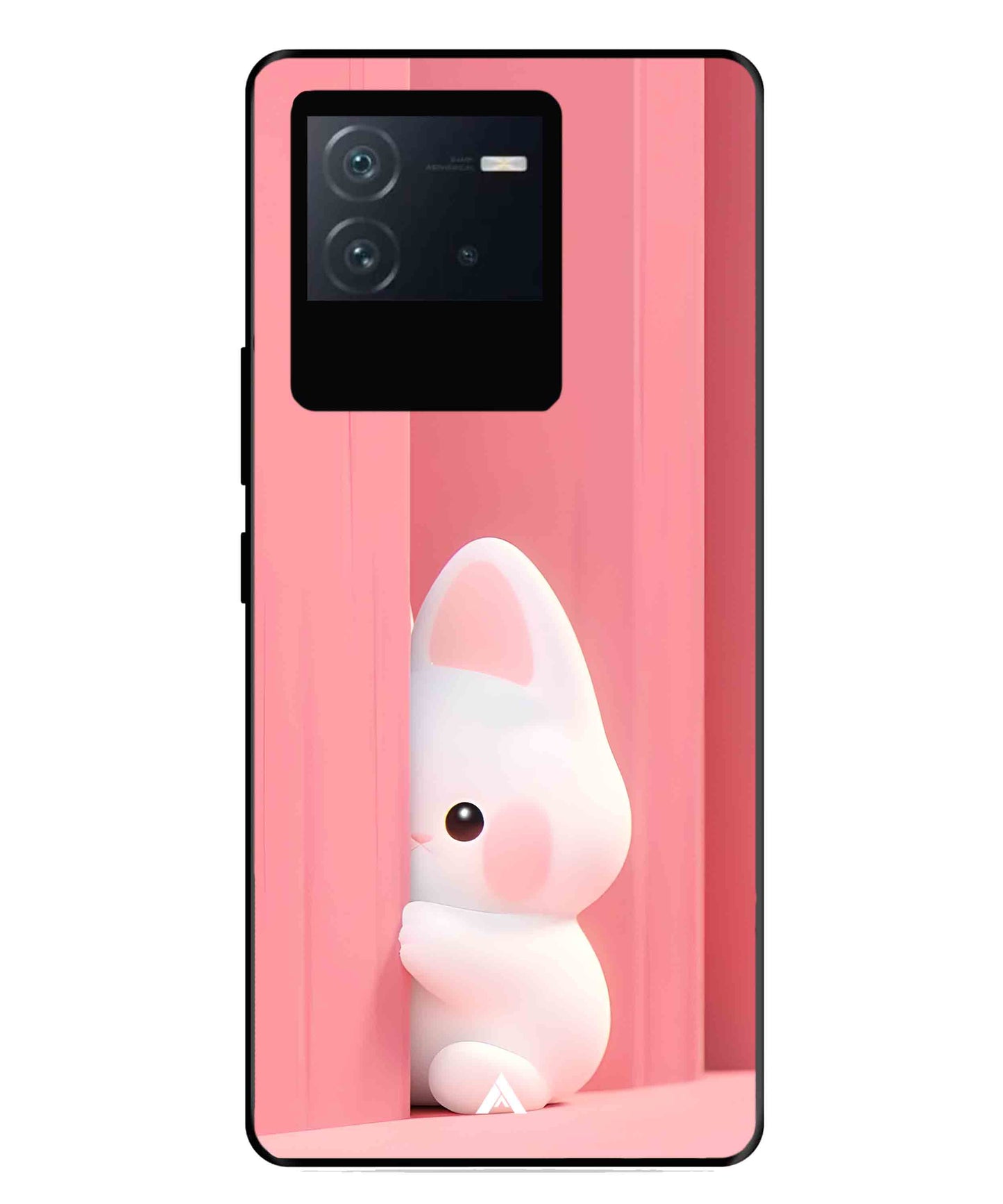 Pink Bunny Metal Back Cover Phone Case for iQOO Neo 6
