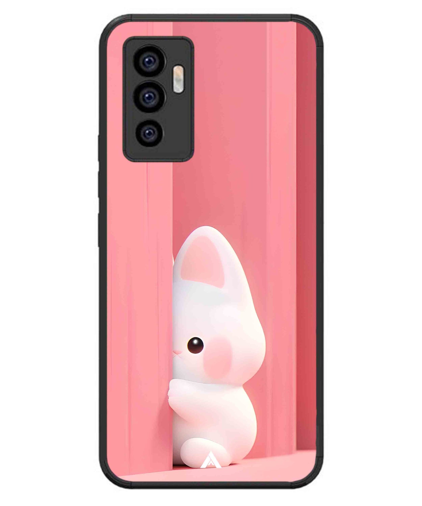 Pink Bunny Metal Back Cover Phone Case for iQOO Z6
