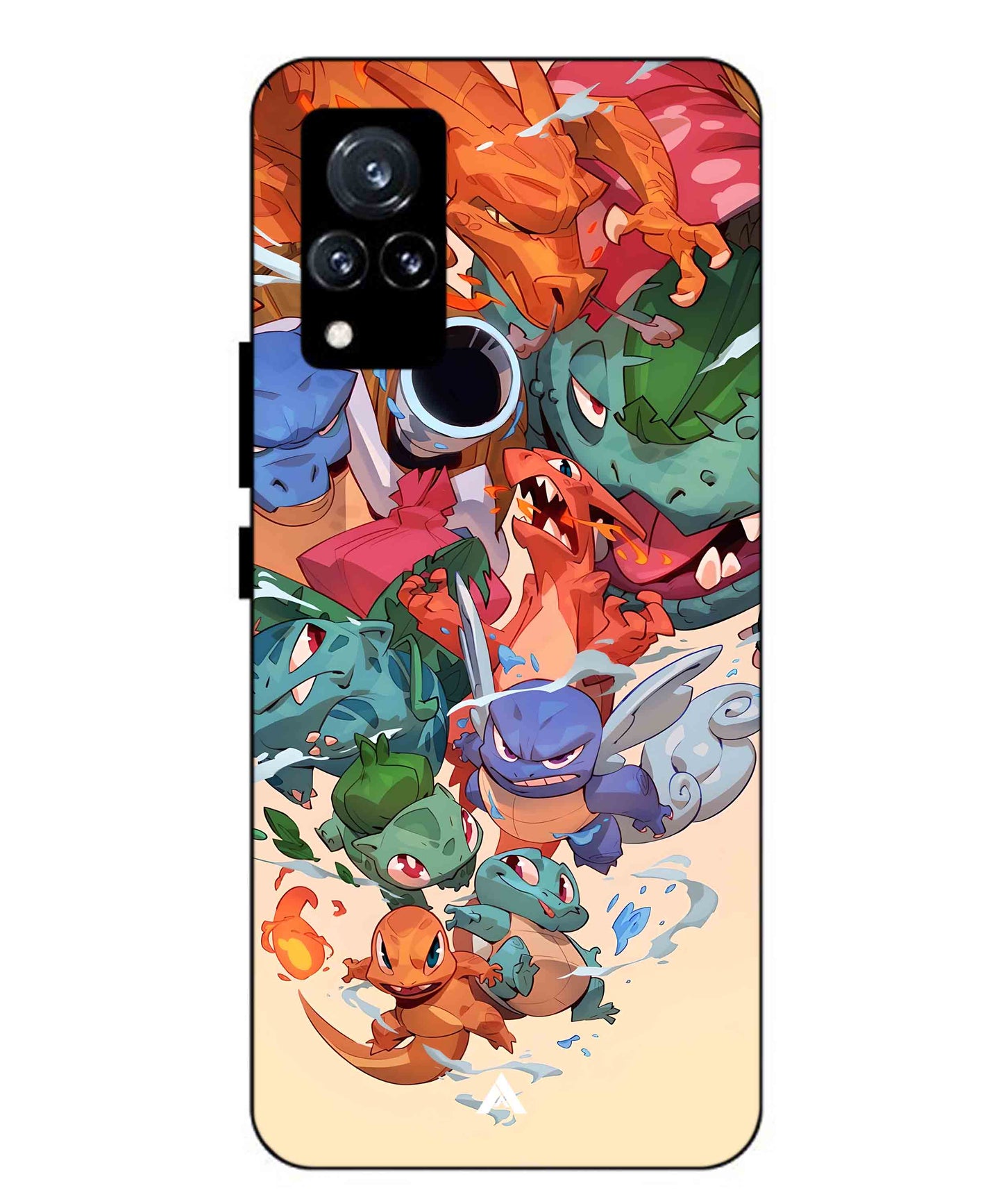 Pokemon Team 2 Metal Back Cover Phone Case for Vivo v21