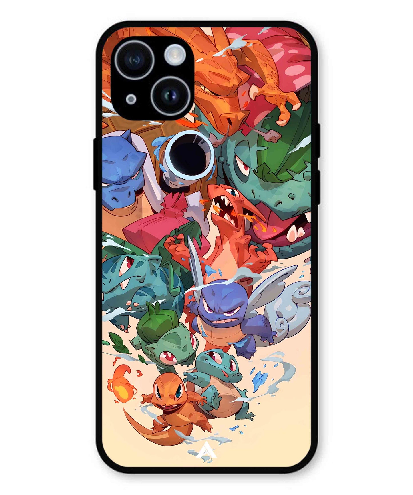 Pokemon Team 2 Metal Back Cover Phone Case for iPhone 15 Plus