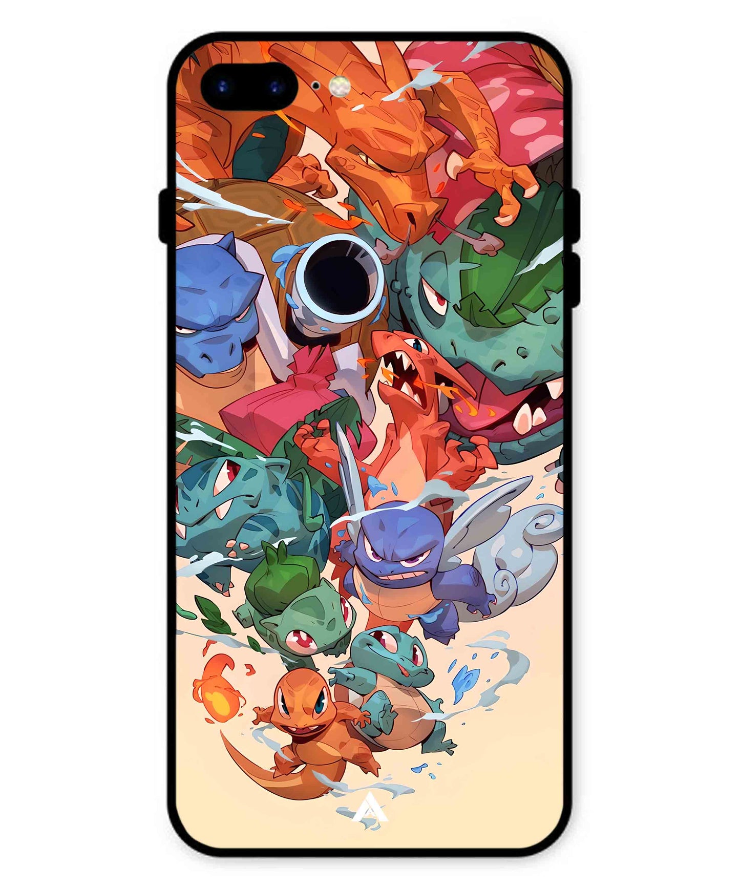 Pokemon Team 2 Metal Back Cover Phone Case for iPhone 8 Plus