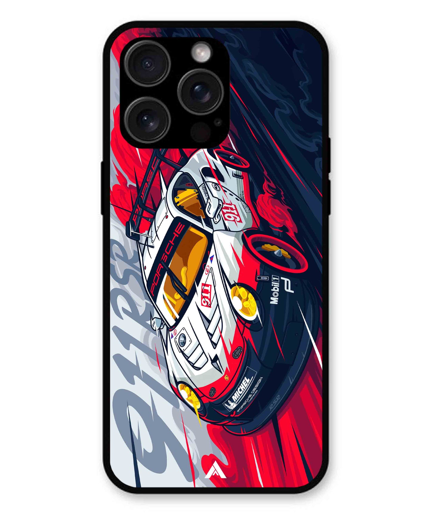 Porsche 911 Car Metal Back Cover Phone Case for iPhone 14 Pro Max
