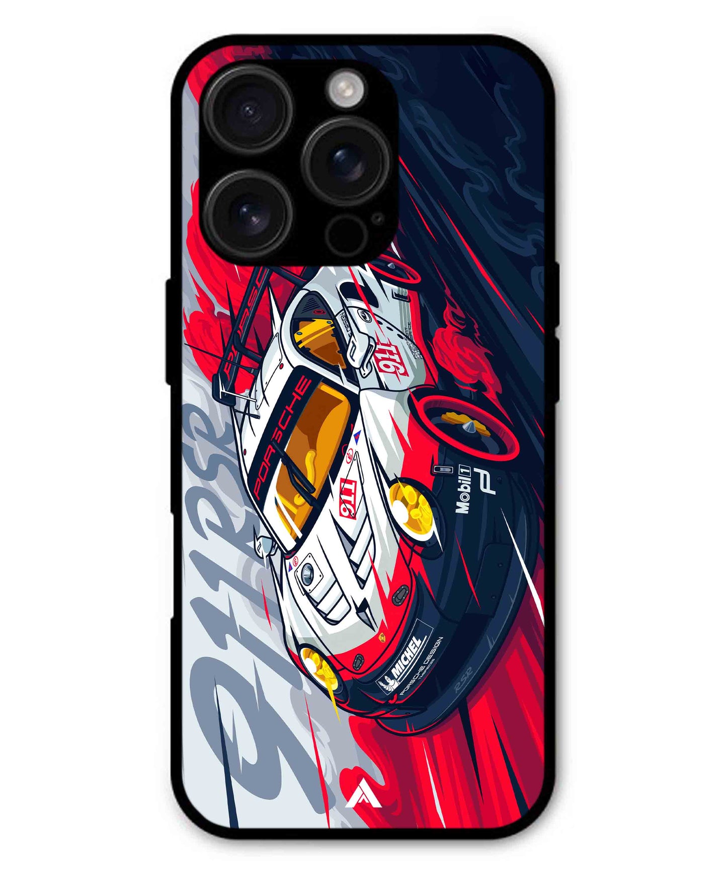 Porsche 911 Car Metal Back Cover Phone Case for iPhone 15 Pro
