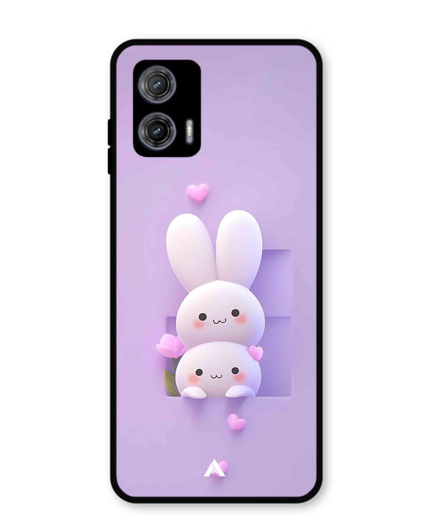 Purple Bunnies Metal Back Cover Phone Case for Moto G73