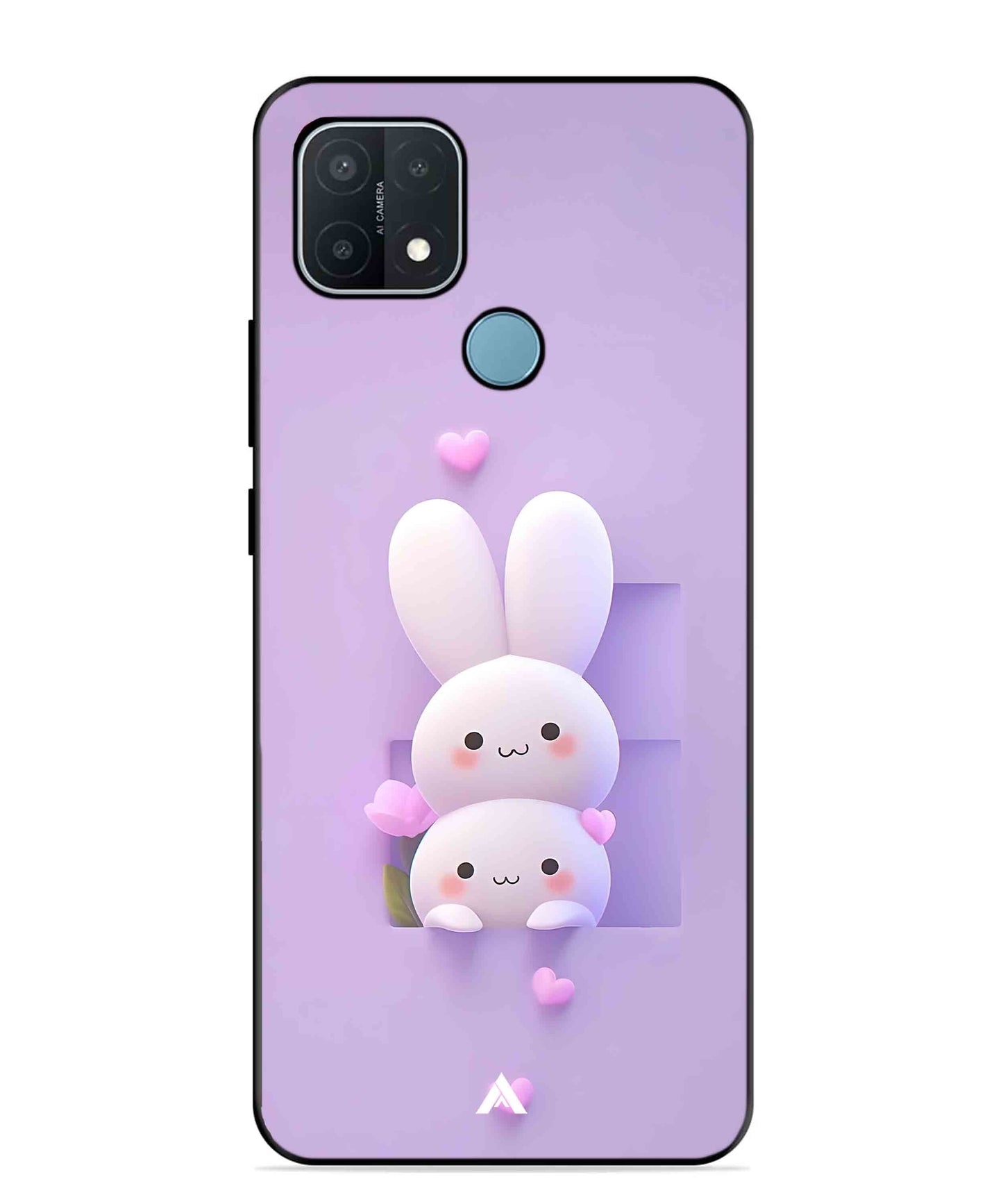 Purple Bunnies Metal Back Cover Phone Case for OPPO A15