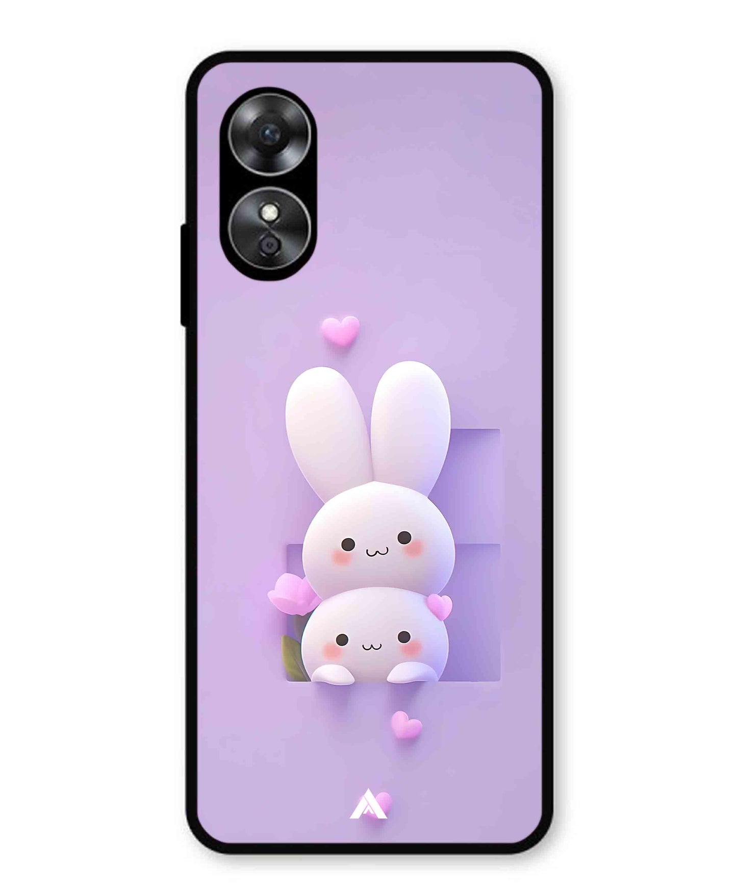 Purple Bunnies Metal Back Cover Phone Case for Oppo A17K