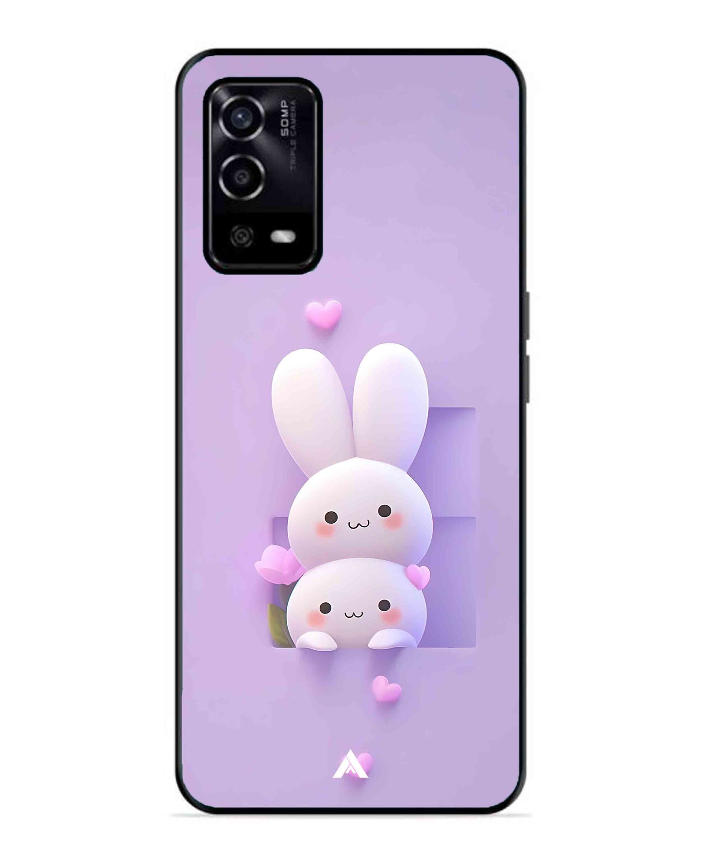 Purple Bunnies Metal Back Cover Phone Case for Oppo A55