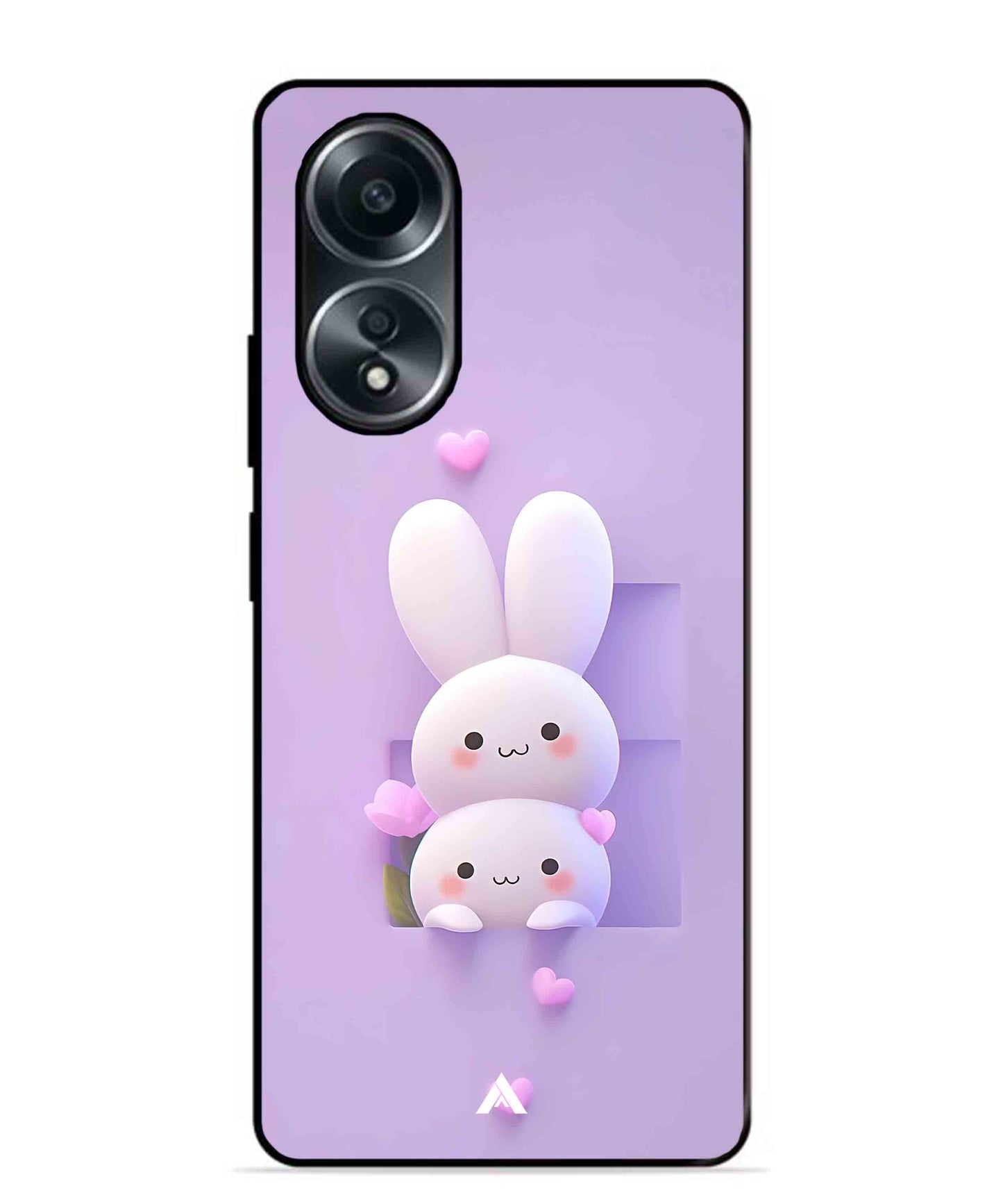 Purple Bunnies Metal Back Cover Phone Case for Oppo A58