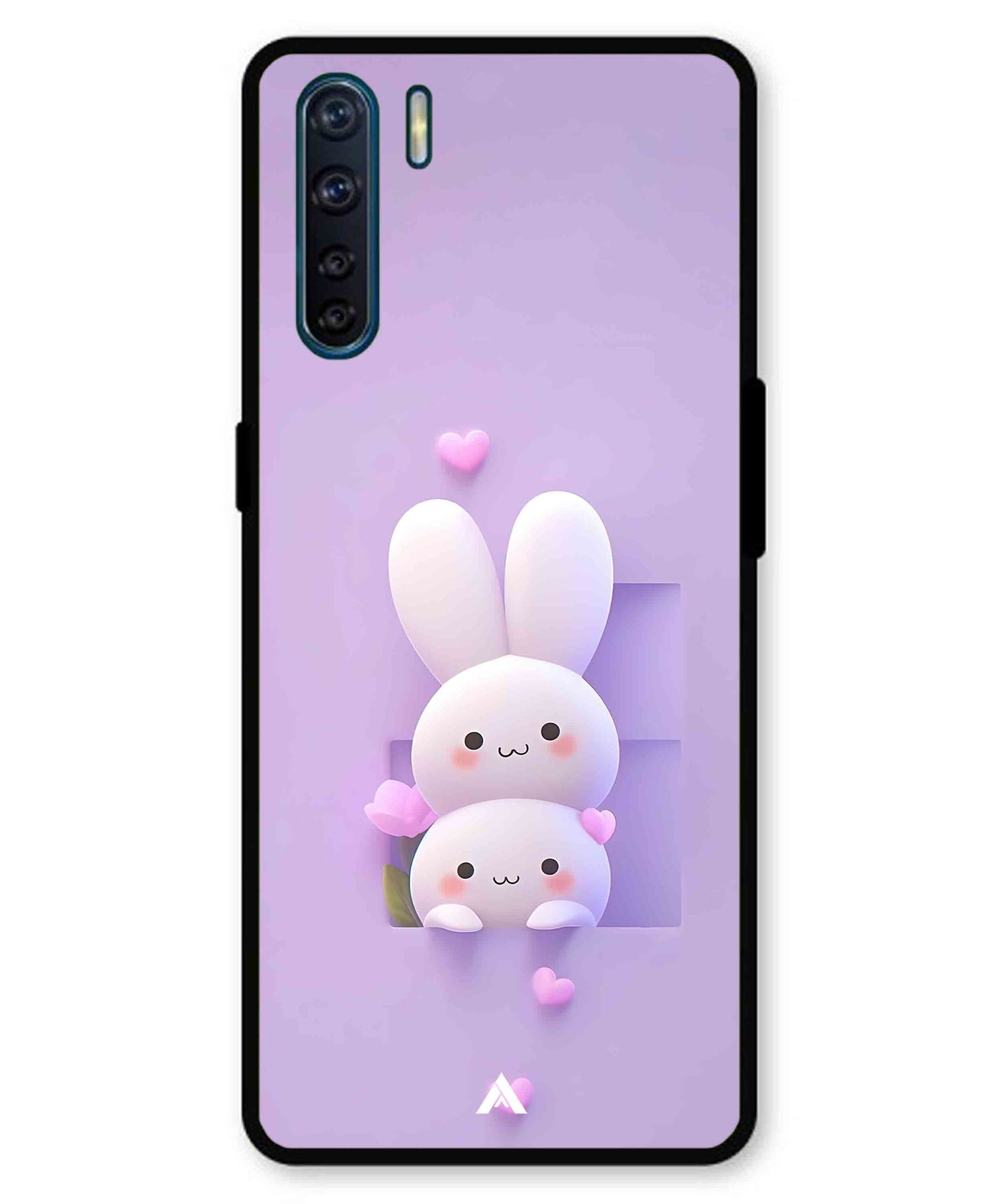 Purple Bunnies Metal Back Cover Phone Case for Oppo A91