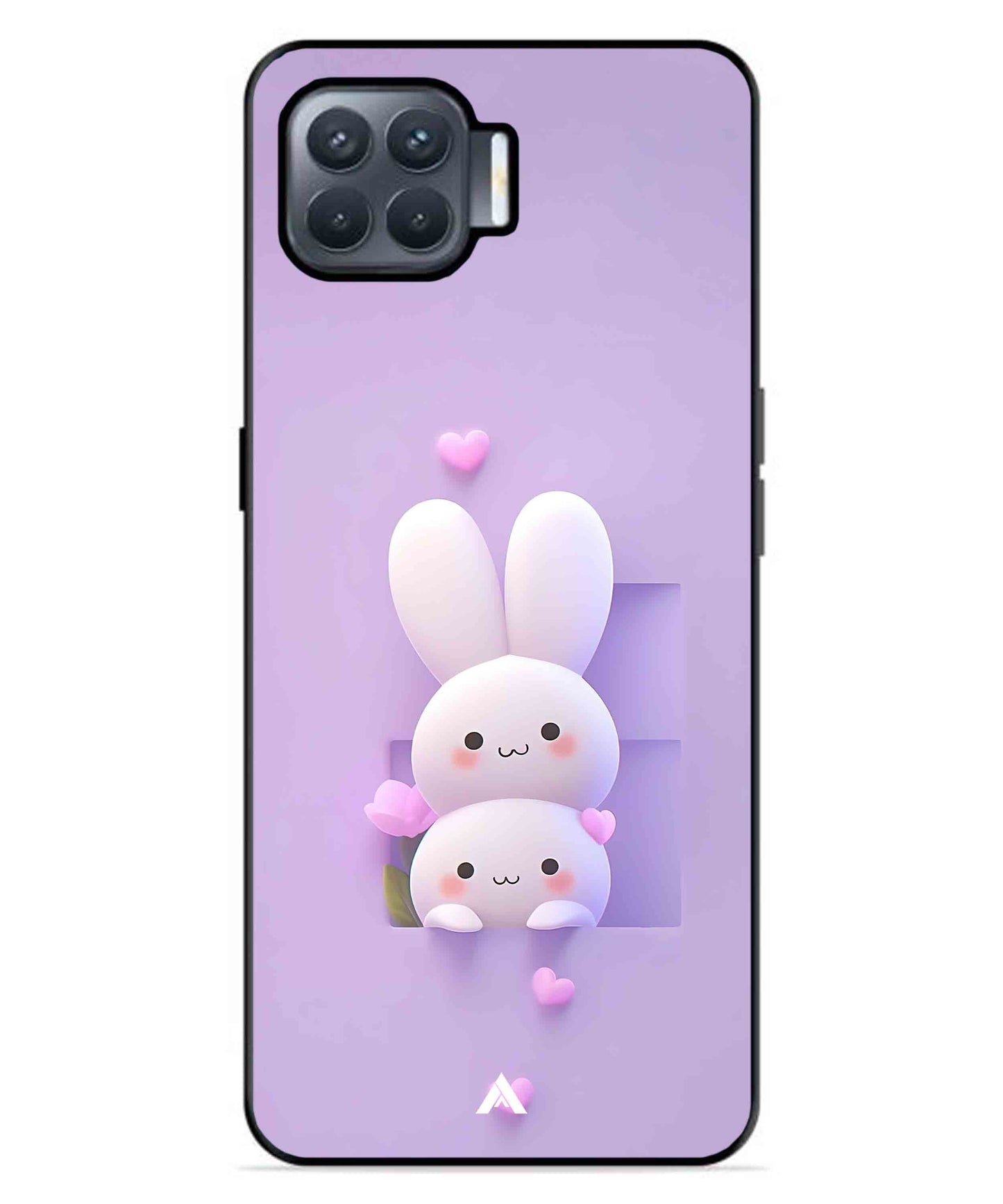 Purple Bunnies Metal Back Cover Phone Case for Oppo F17 Pro