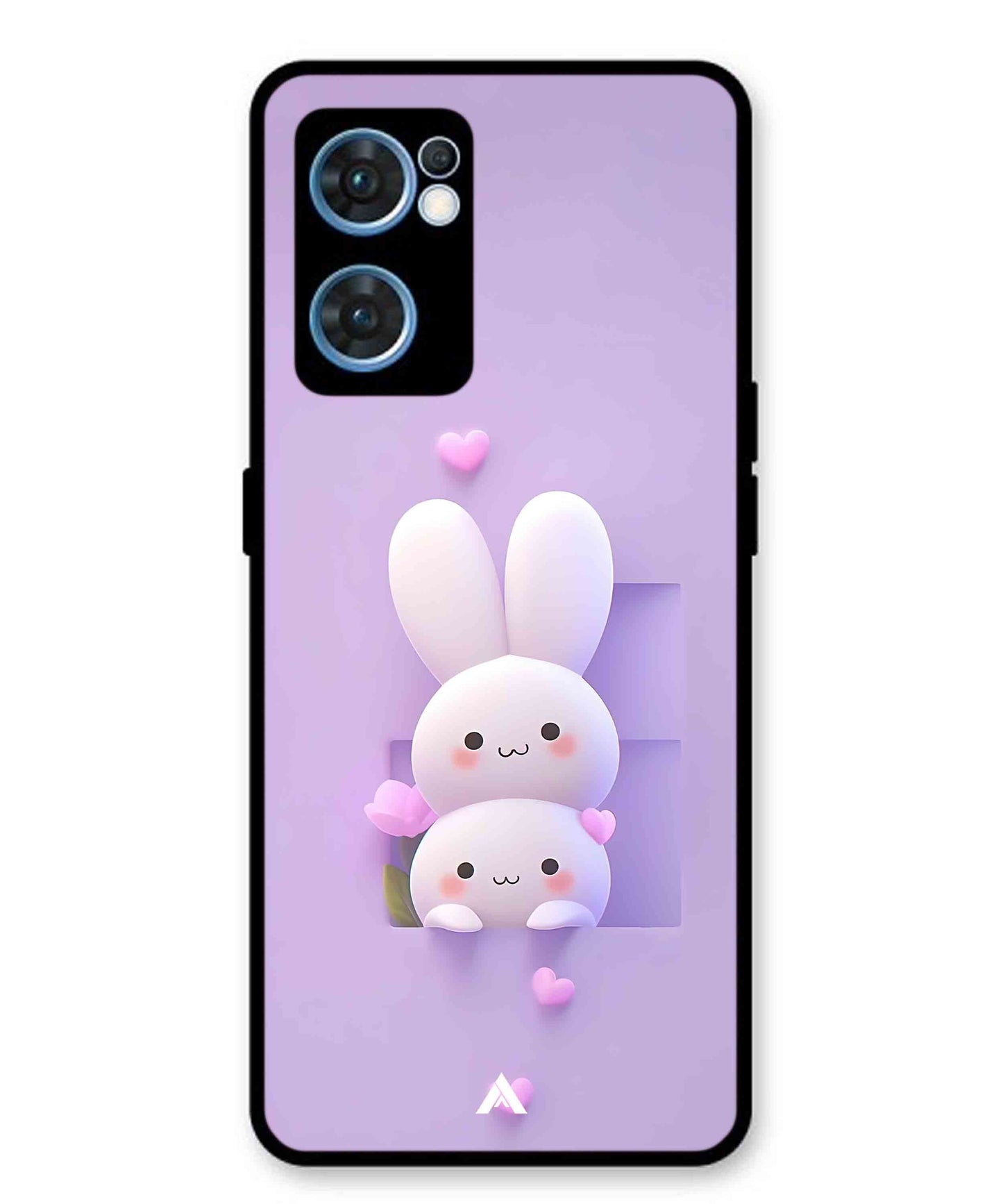 Purple Bunnies Metal Back Cover Phone Case for Oppo F21 Pro 4G