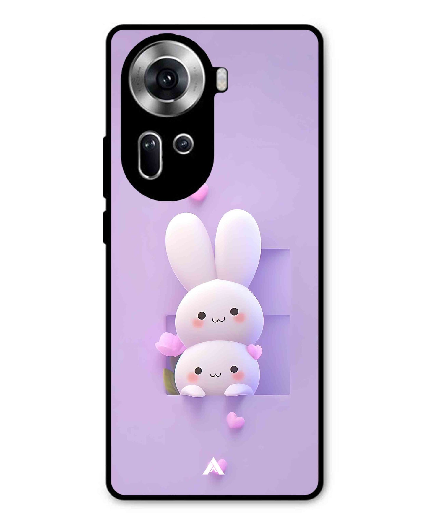Purple Bunnies Metal Back Cover Phone Case for Oppo Reno 11