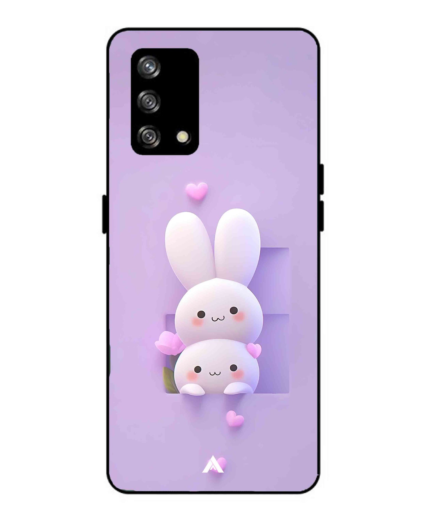 Purple Bunnies Metal Back Cover Phone Case for Oppo Reno 4F