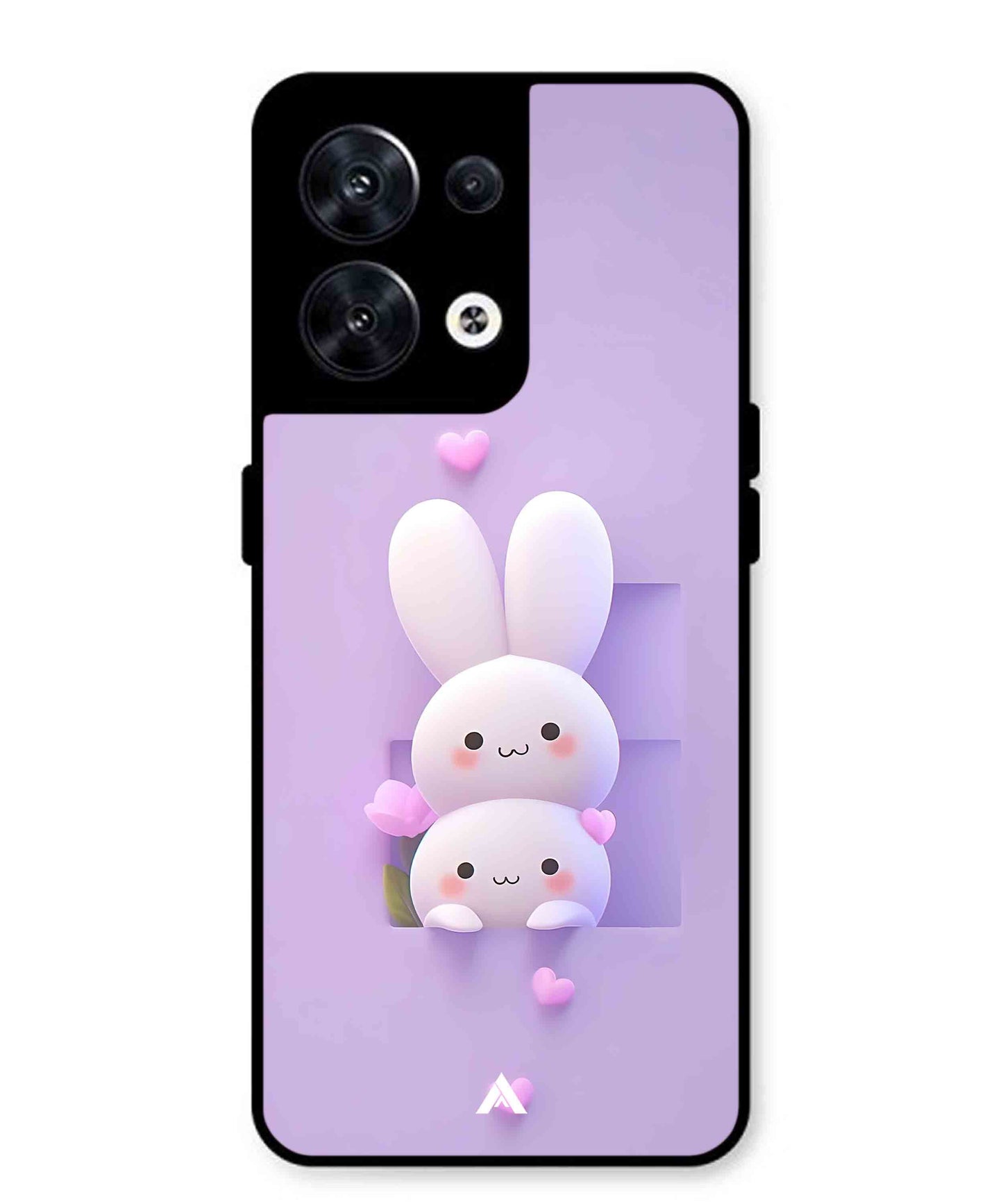 Purple Bunnies Metal Back Cover Phone Case for Oppo Reno 8