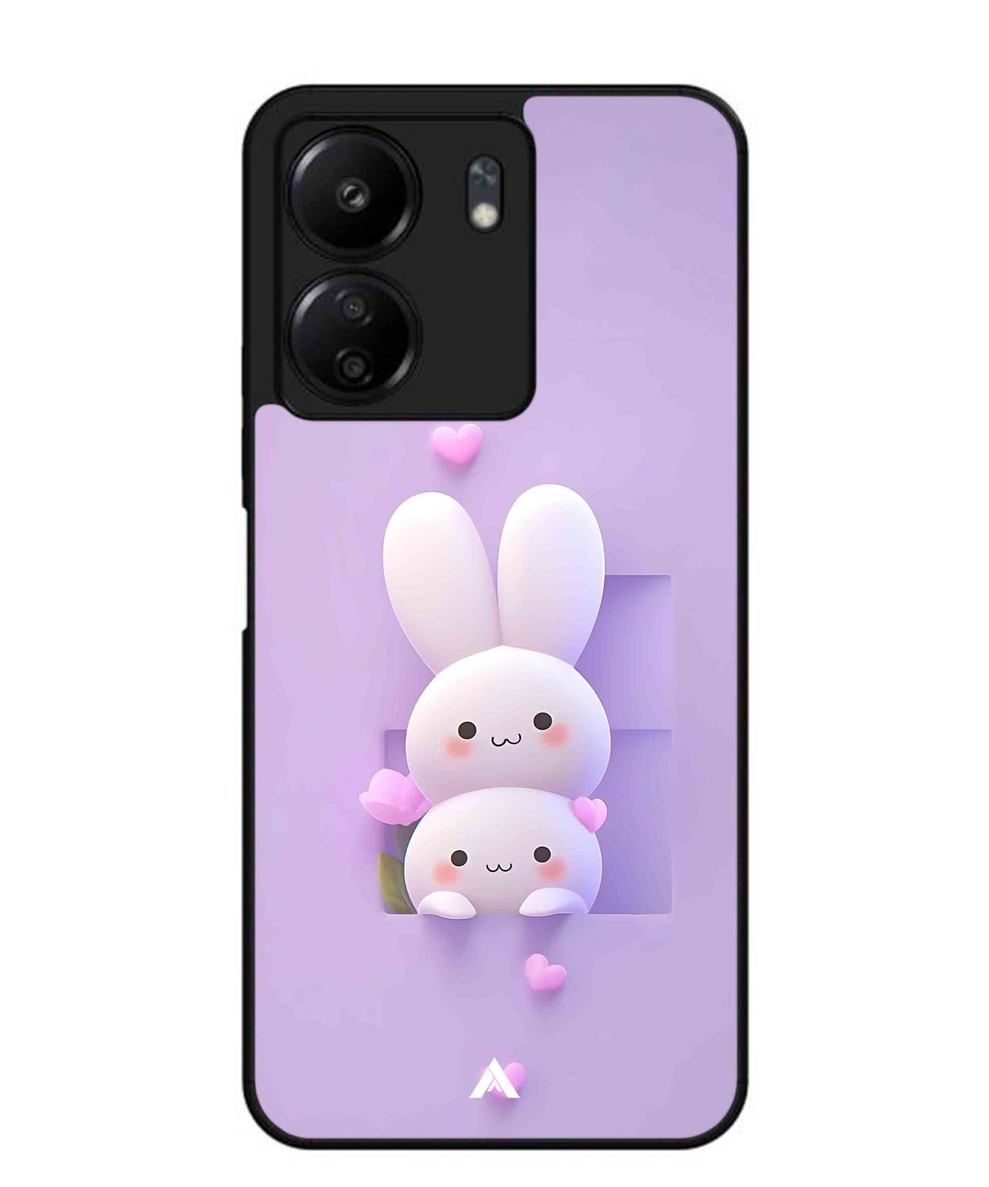 Purple Bunnies Metal Back Cover Phone Case for Poco C65