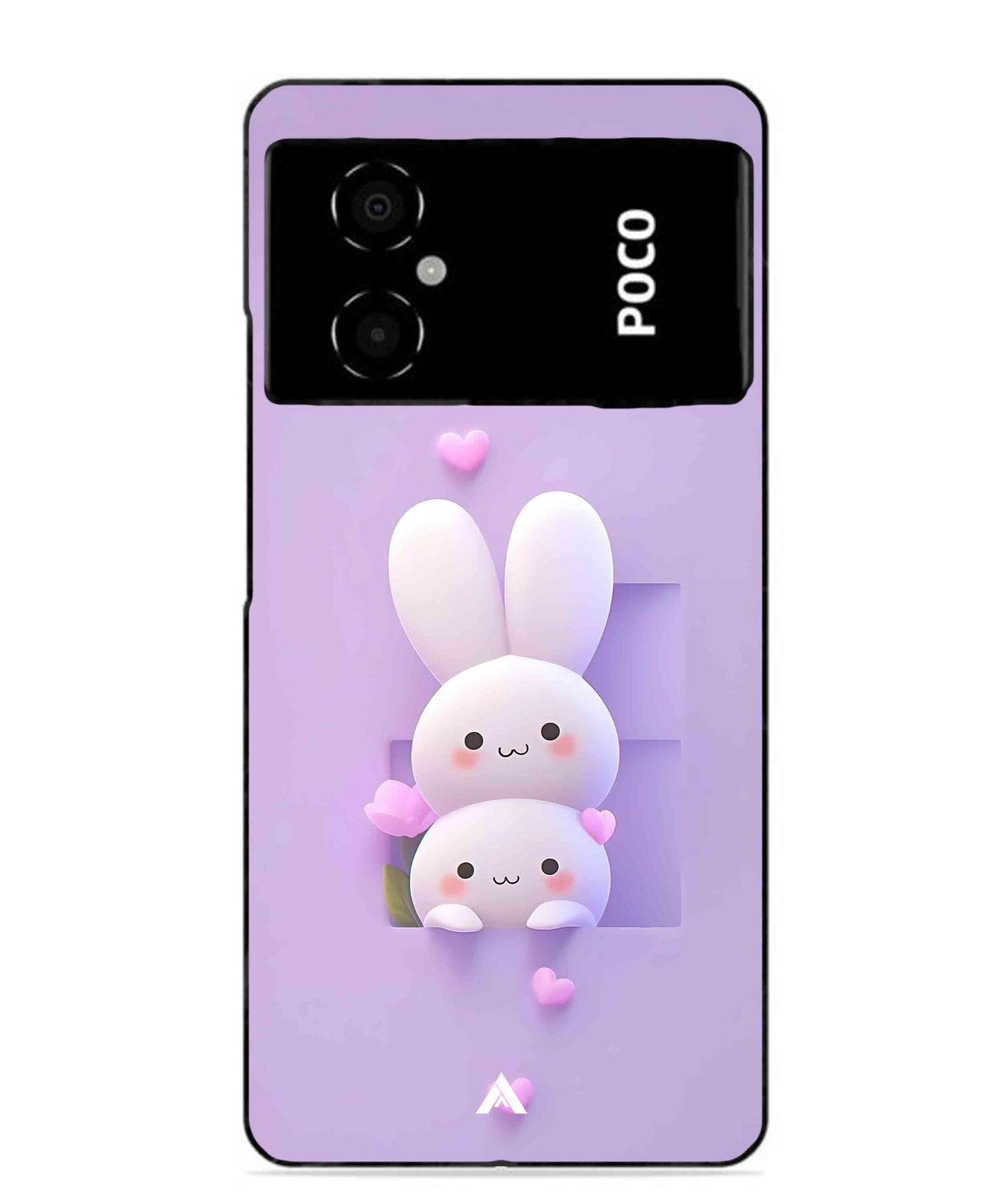 Purple Bunnies Metal Back Cover Phone Case for Poco M4 5G
