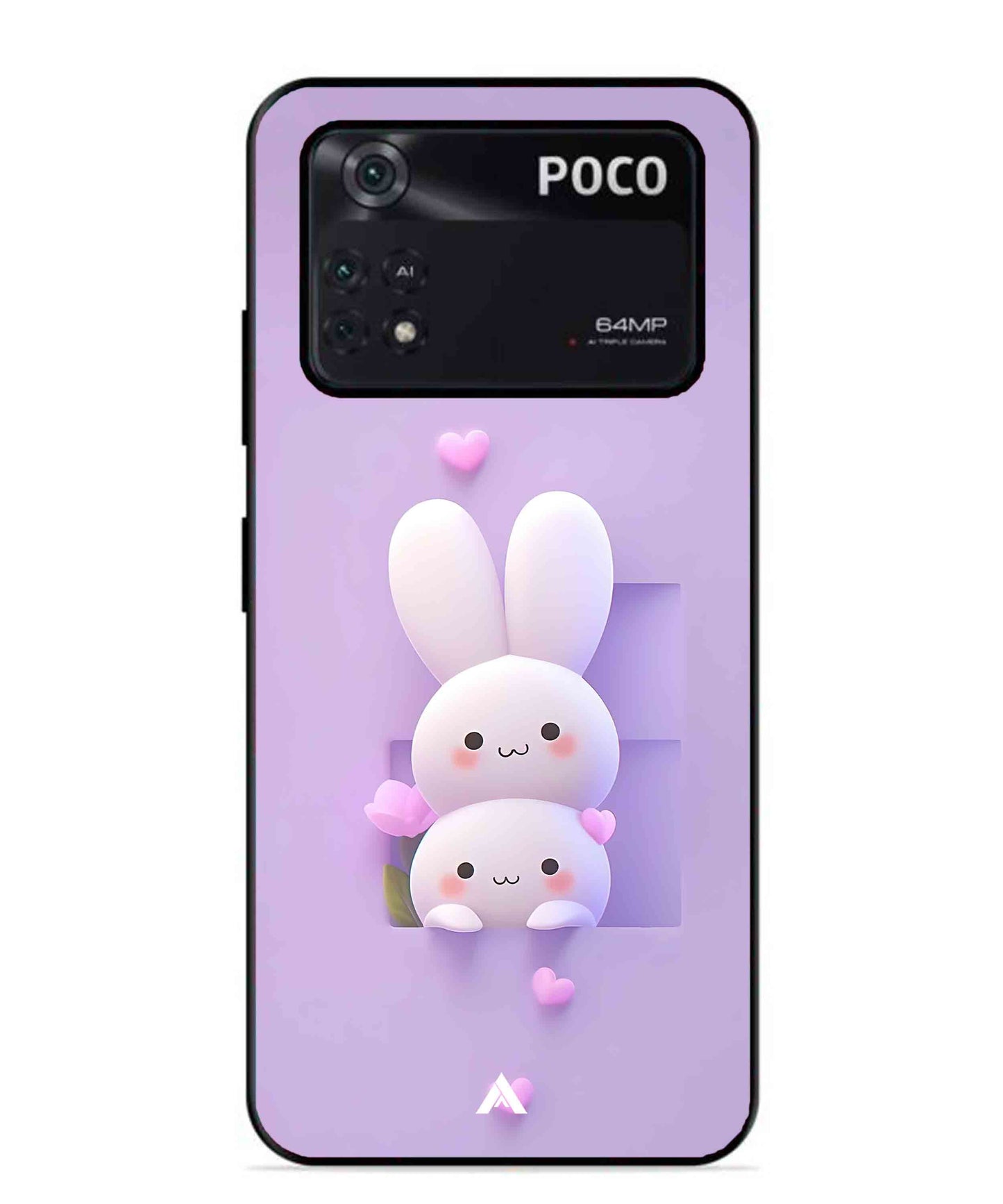 Purple Bunnies Metal Back Cover Phone Case for Poco X4 Pro