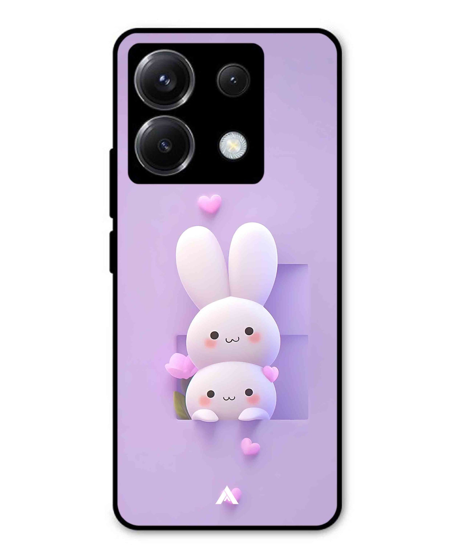 Purple Bunnies Metal Back Cover Phone Case for Poco X6