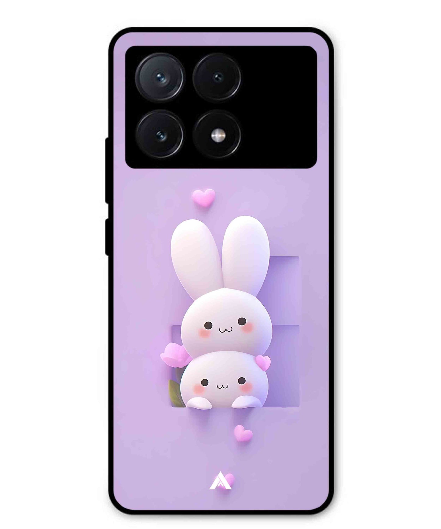 Purple Bunnies Metal Back Cover Phone Case for Poco X6 Pro