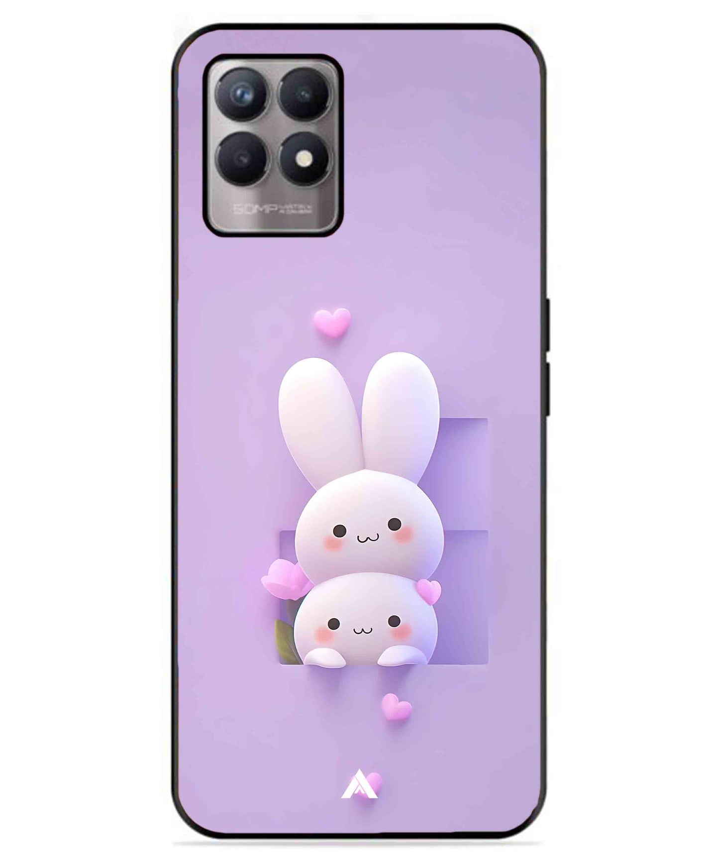 Purple Bunnies Metal Back Cover Phone Case for Realme 8 4G