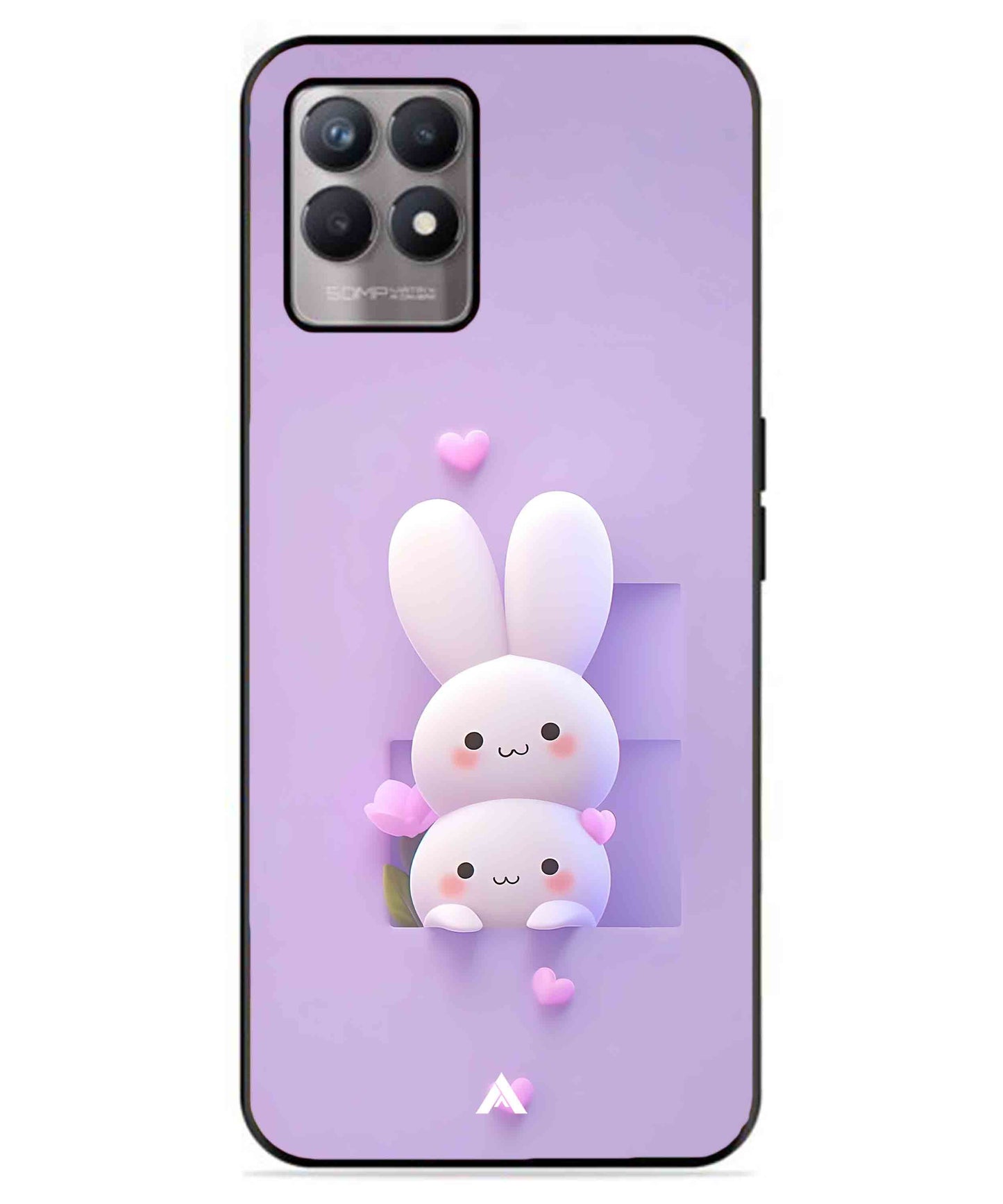 Purple Bunnies Metal Back Cover Phone Case for Realme 8i