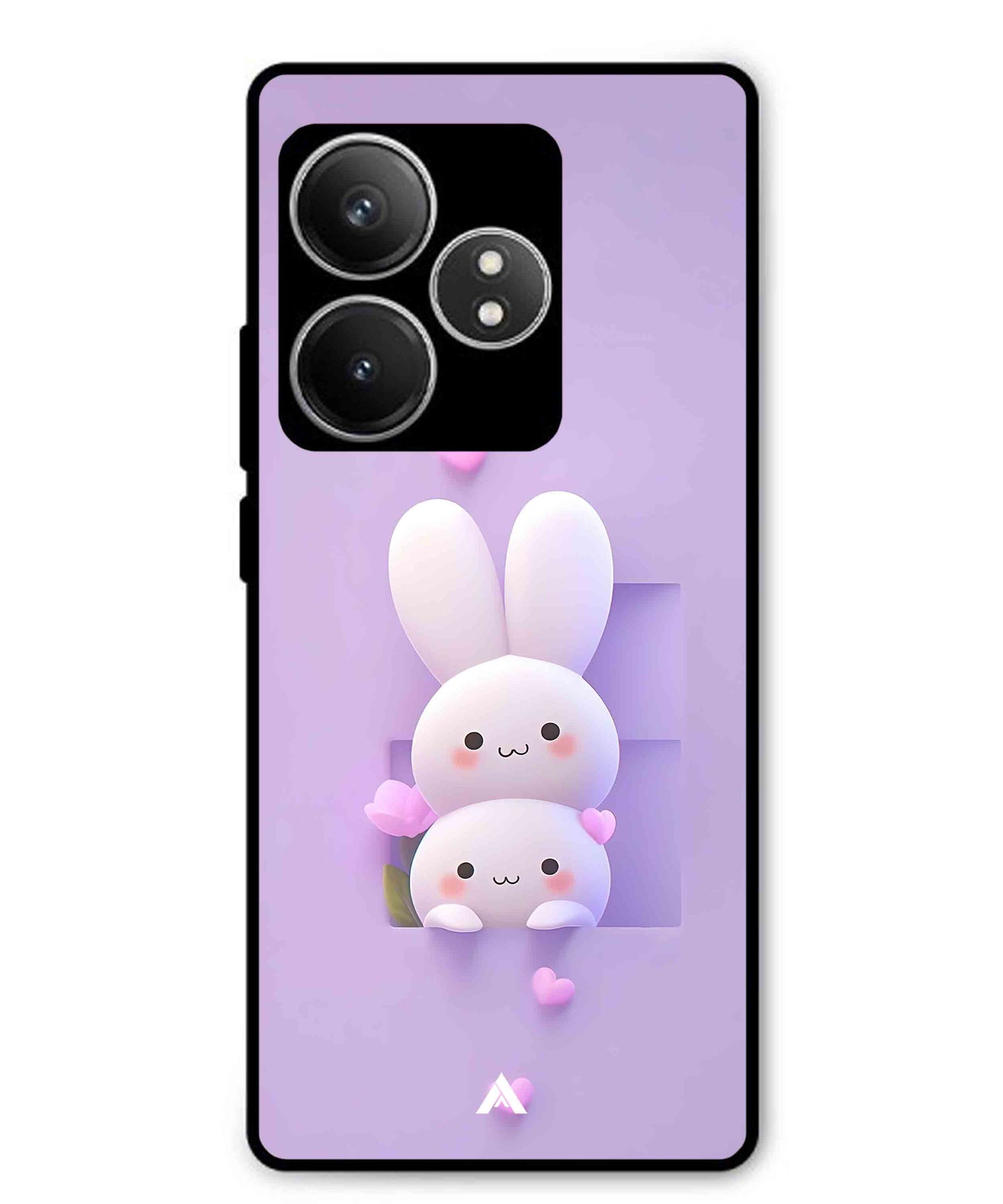 Purple Bunnies Metal Back Cover Phone Case for Realme GT 6T