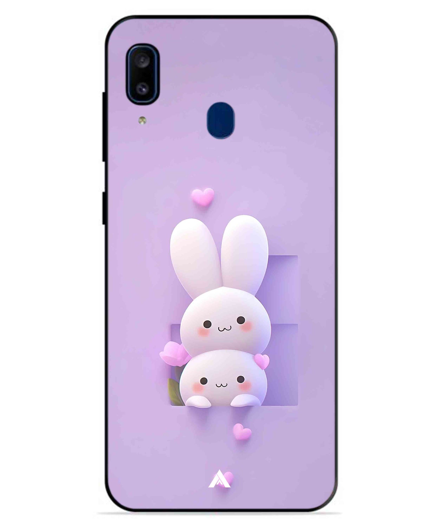 Purple Bunnies Metal Back Cover Phone Case for Samsung Galaxy A20