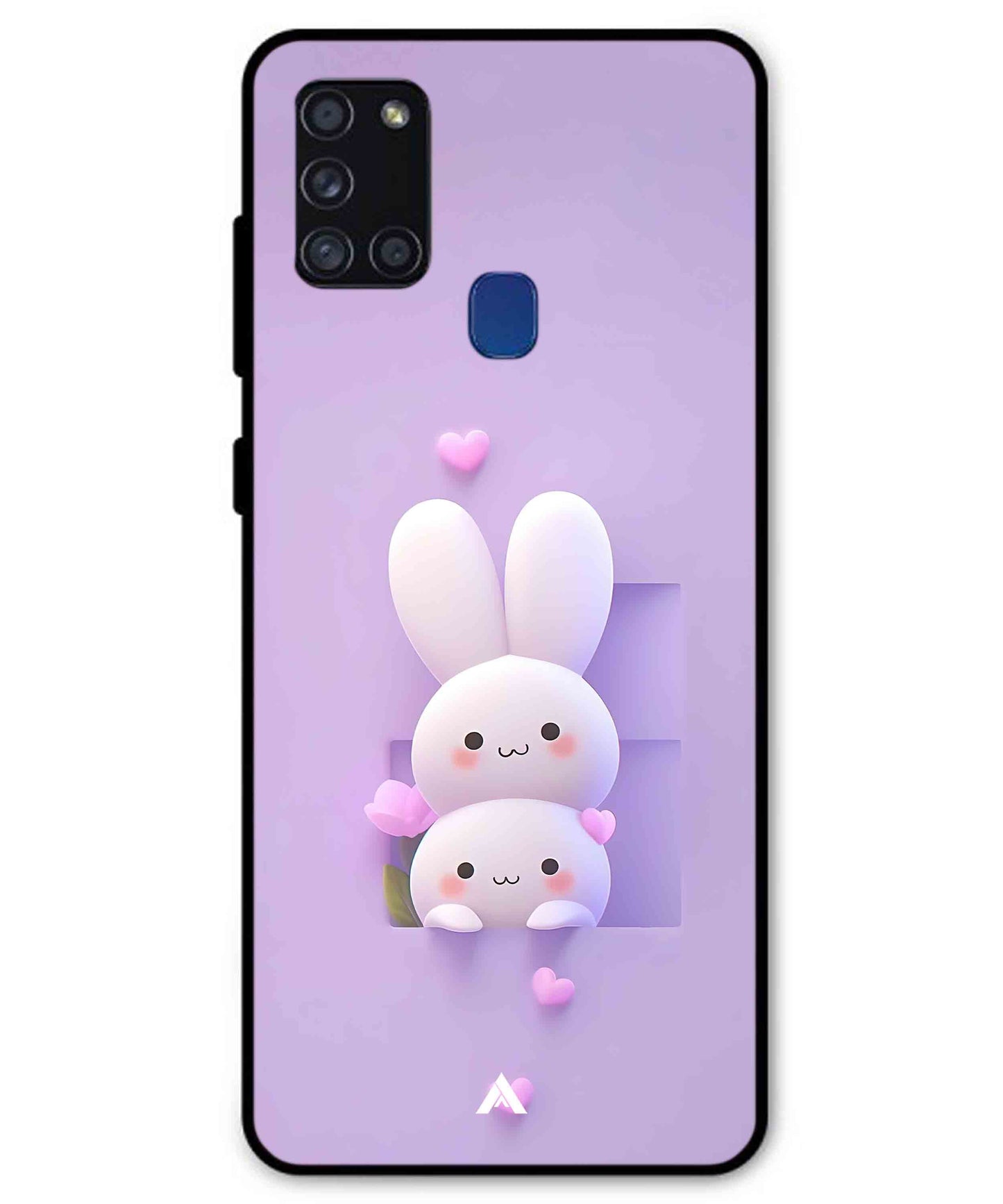 Purple Bunnies Metal Back Cover Phone Case for Samsung Galaxy A21s