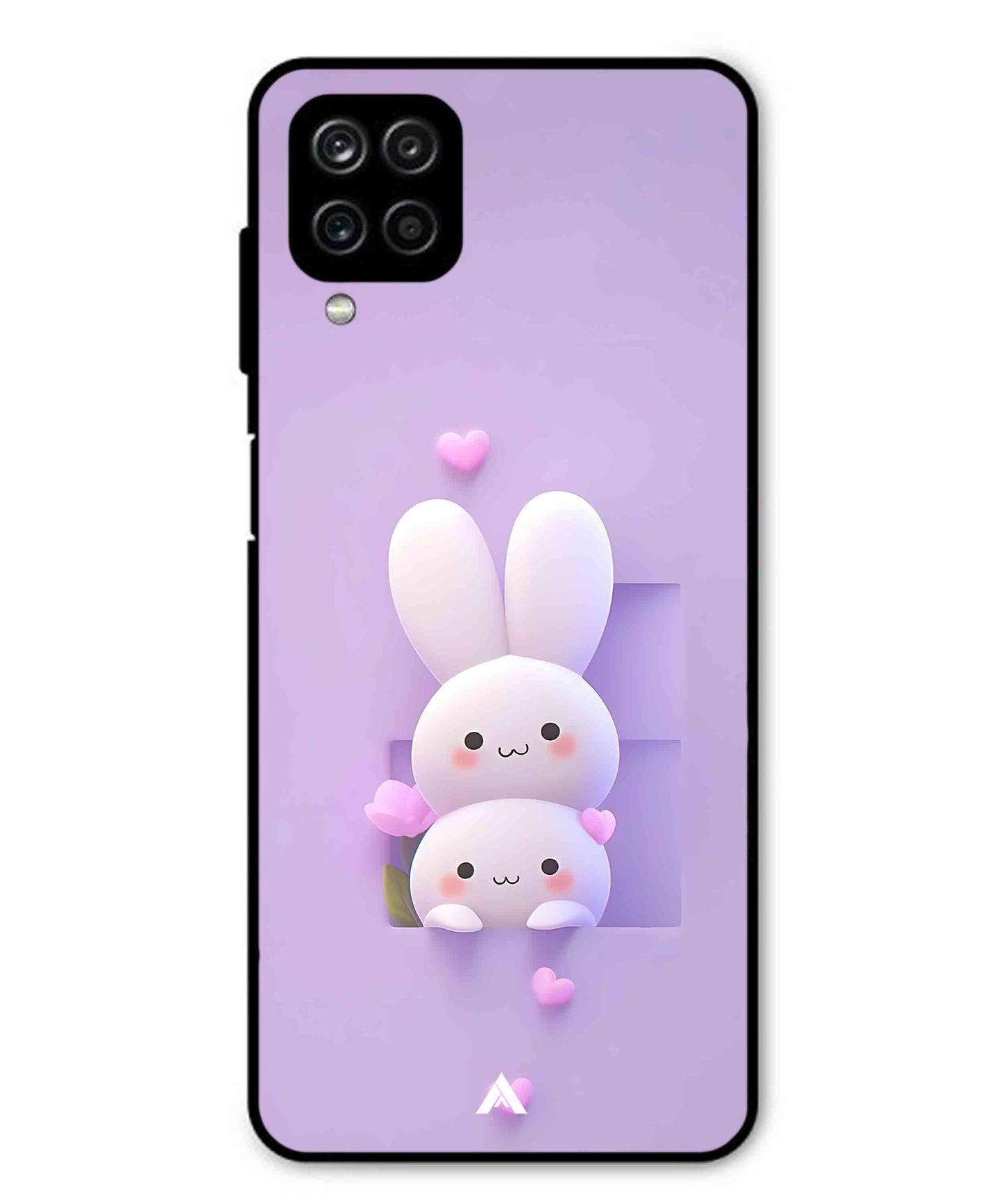 Purple Bunnies Metal Back Cover Phone Case for Samsung Galaxy F12