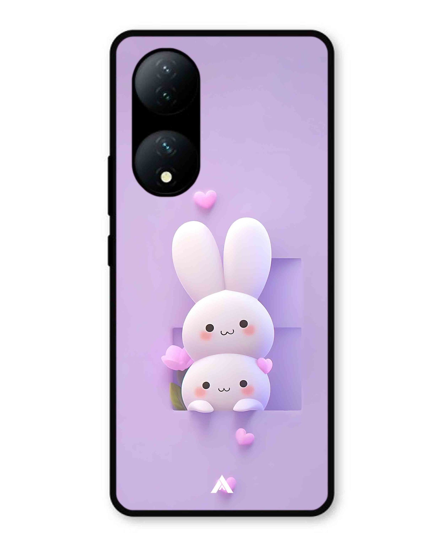 Purple Bunnies Metal Back Cover Phone Case for Vivo Y100a