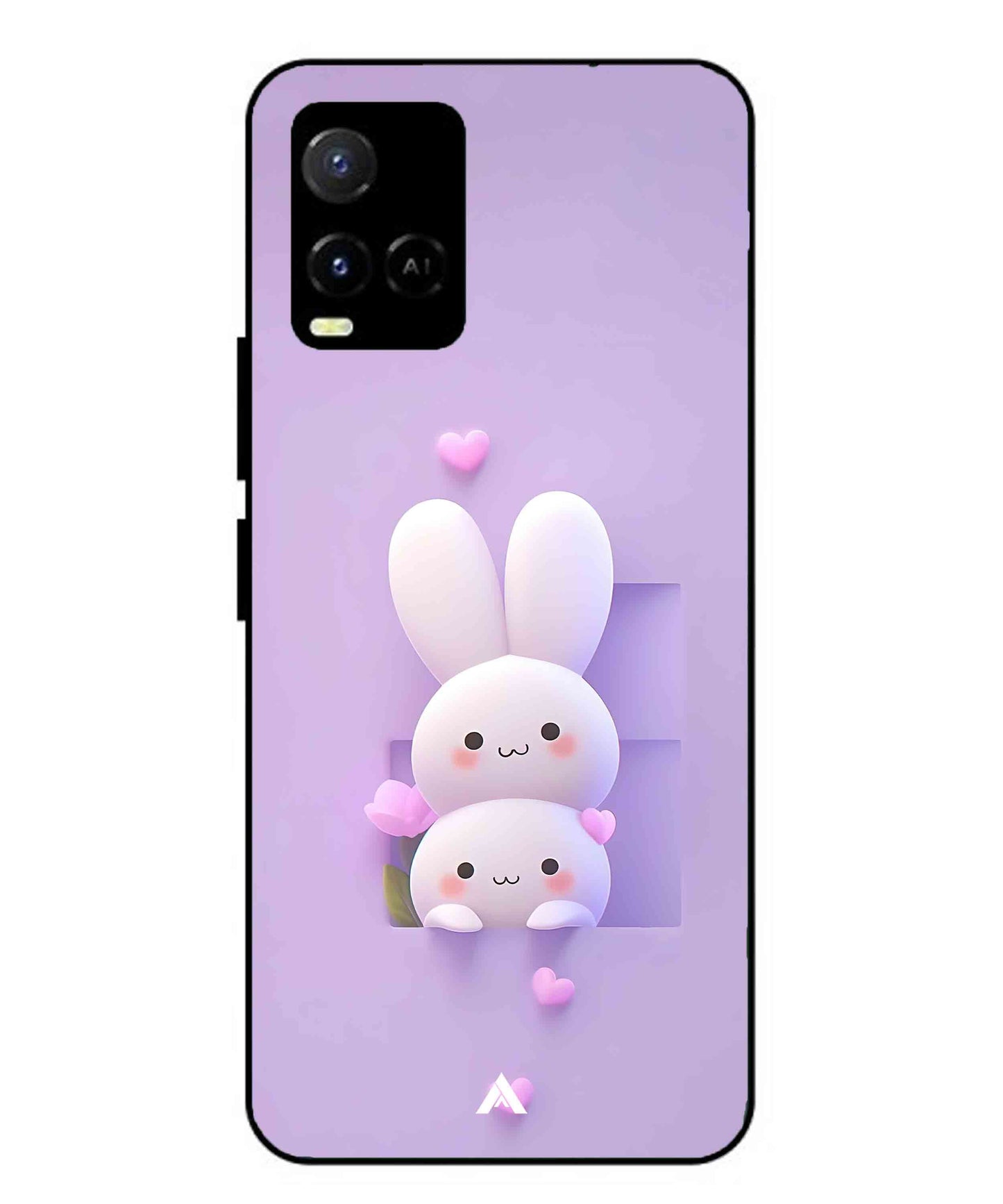 Purple Bunnies Metal Back Cover Phone Case for Vivo Y33s