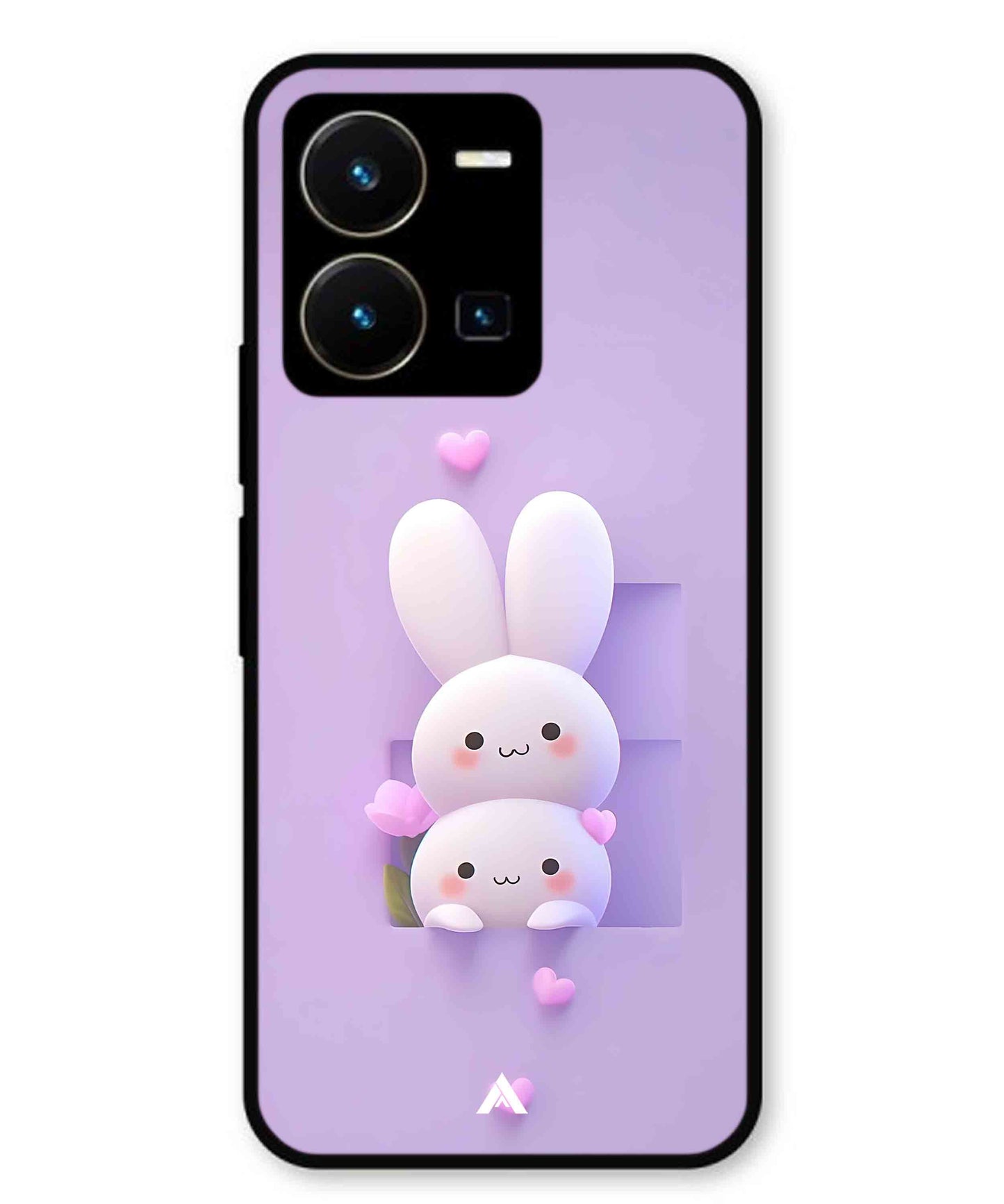 Purple Bunnies Metal Back Cover Phone Case for Vivo Y35