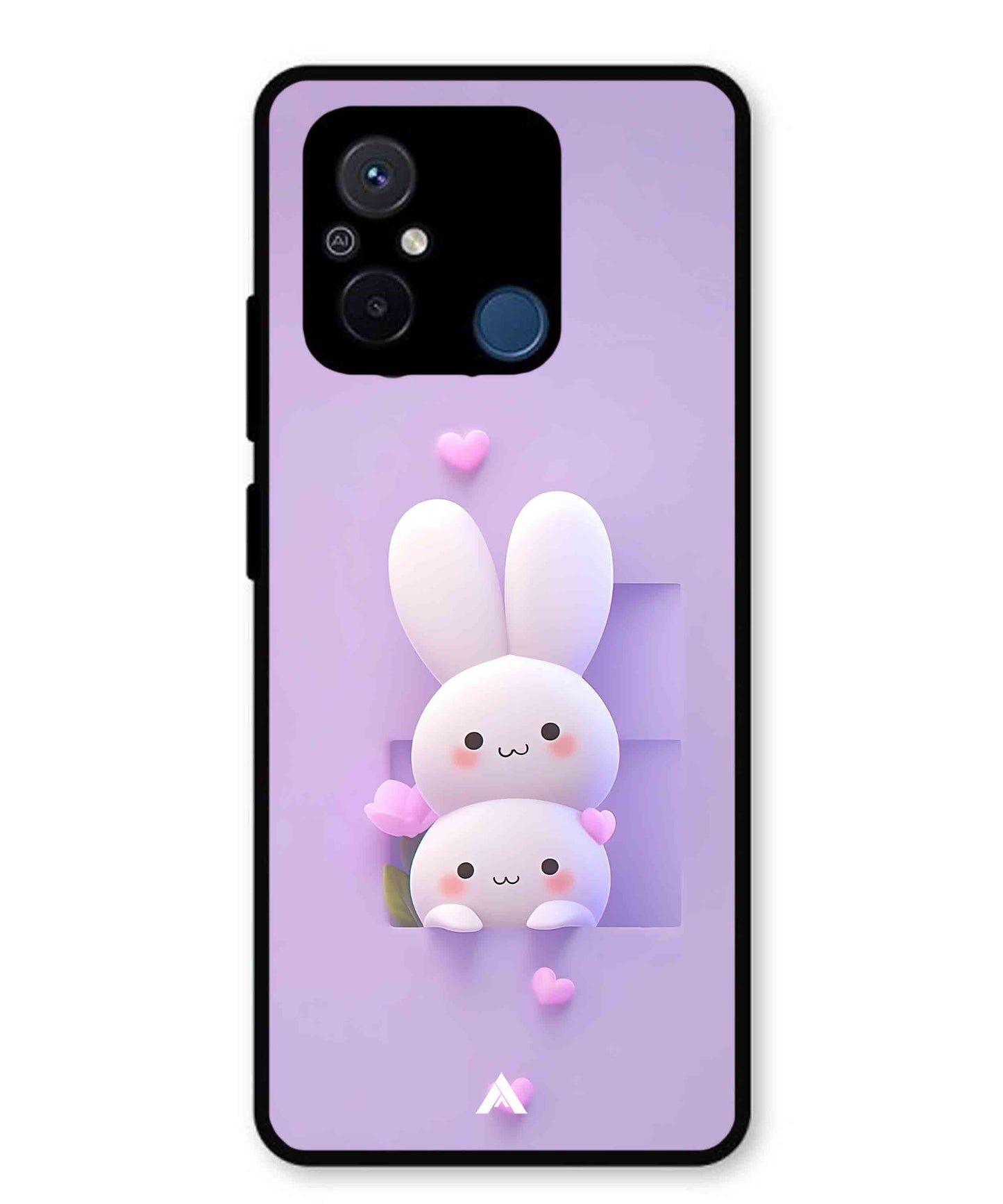 Purple Bunnies Metal Back Cover Phone Case for Xiaomi Redmi 12C